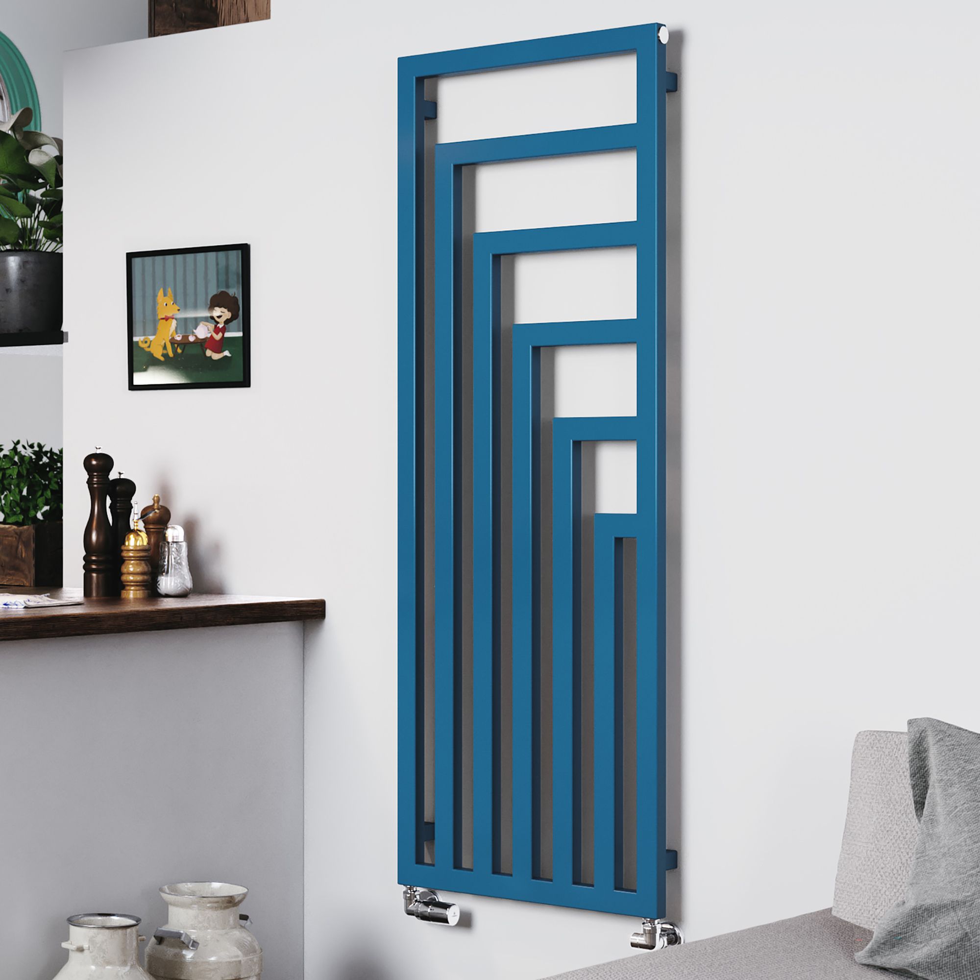 Terma Angus Blue Electric Vertical Designer 2425BTU Radiator, (W)520mm ...