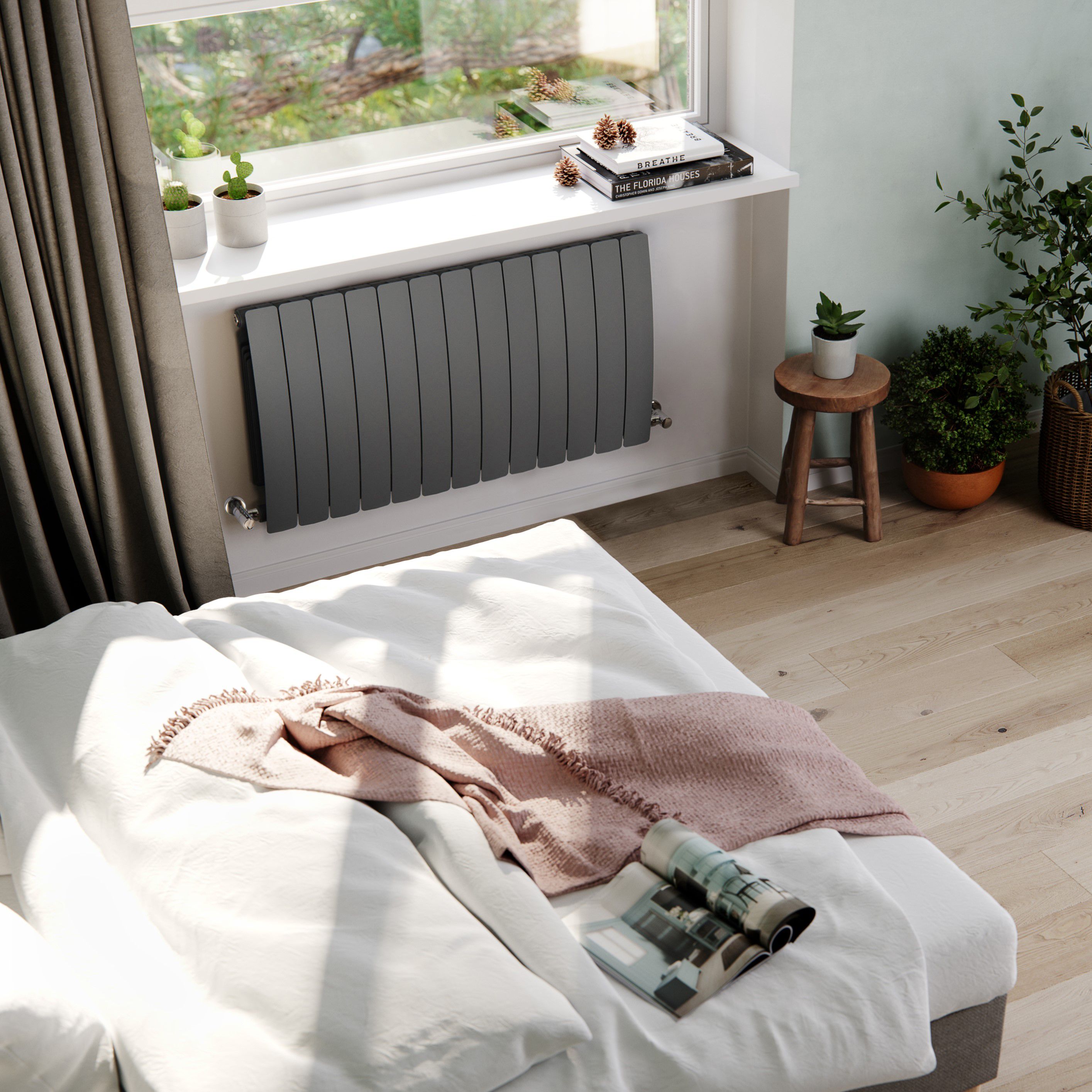 Terma Bergamo Graphite Hydronic Horizontal Designer 4995BTU Radiator, (W)1040mm x (H)590mm