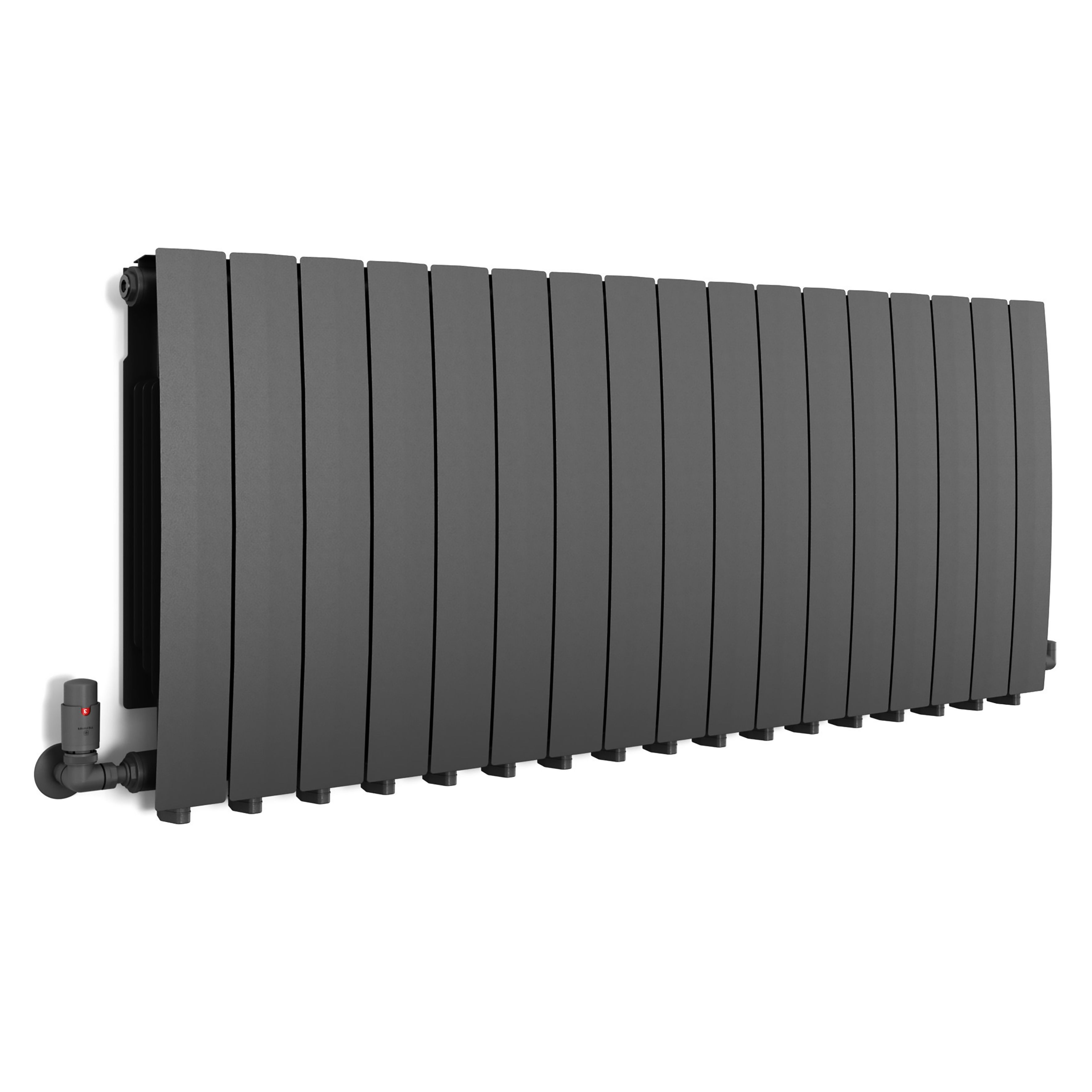 Terma Bergamo Graphite Hydronic Horizontal Designer 6530BTU Radiator, (W)1360mm x (H)590mm