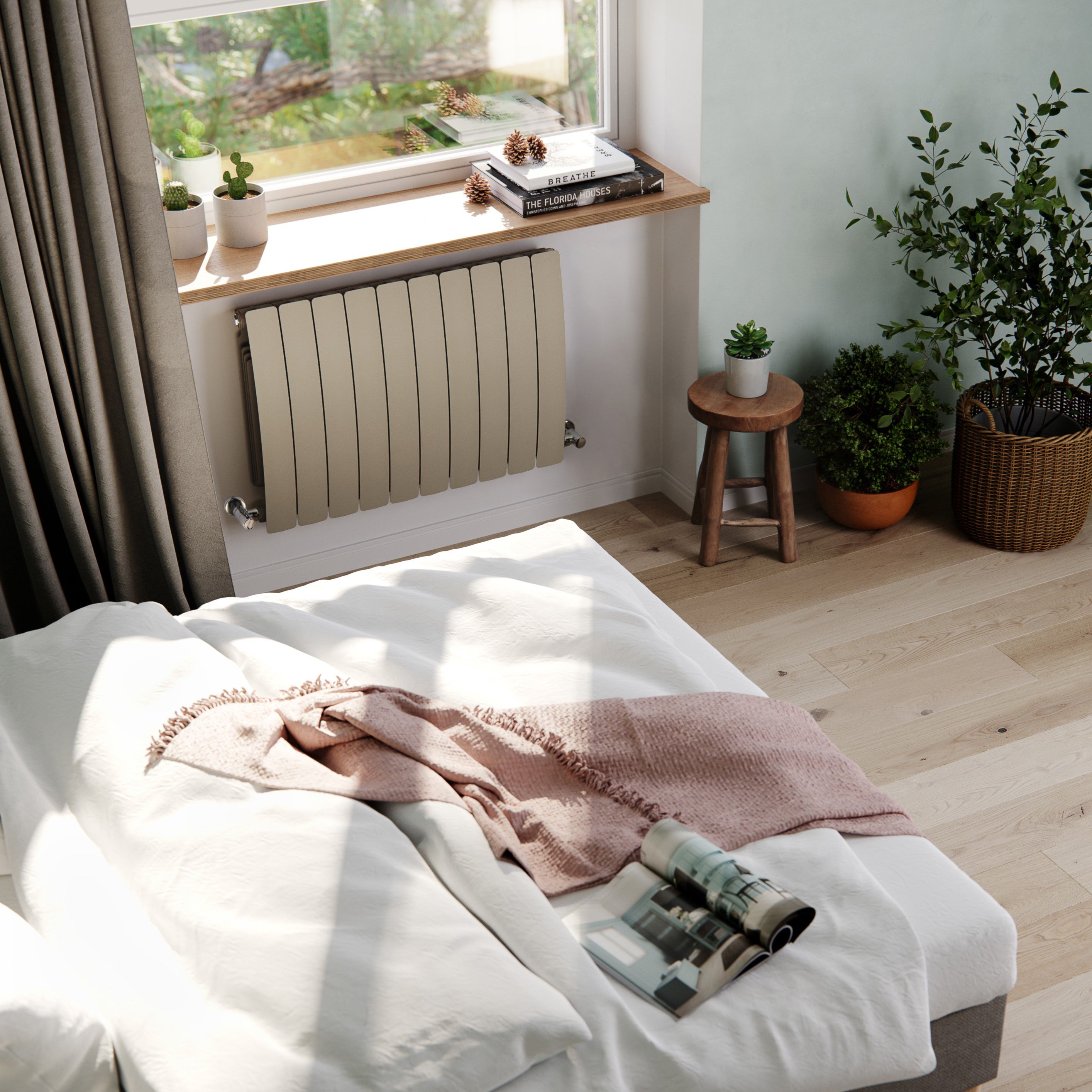 Terma Bergamo Quartz Mocha Hydronic Horizontal Designer 3842BTU Radiator, (W)800mm x (H)590mm