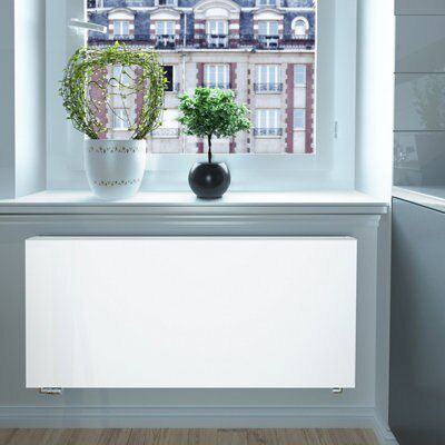 Terma Case Slim Matt soft white Horizontal Designer Radiator, (W)1300mm x (H)585mm