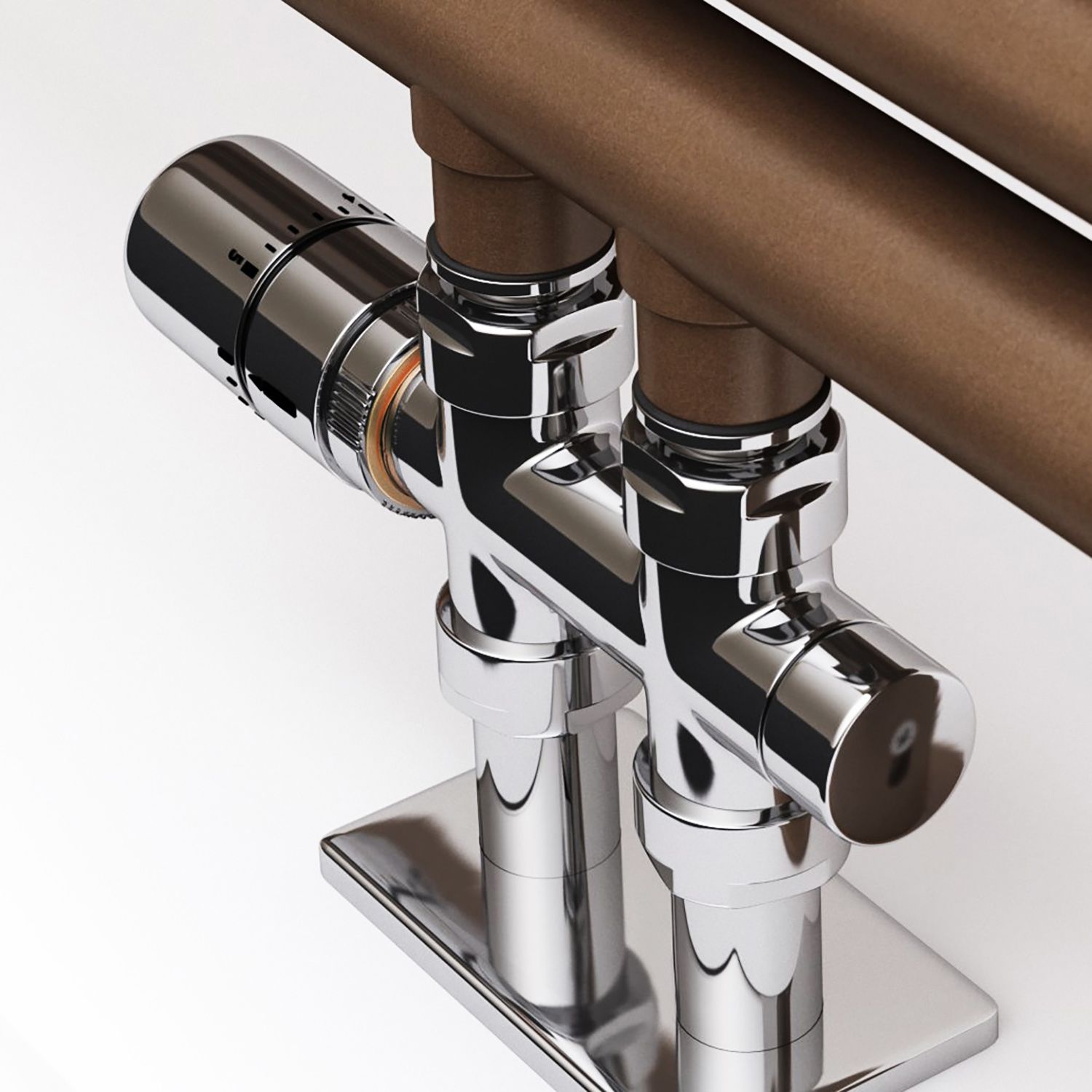 Terma Chrome effect Left sided Straight Radiator valve