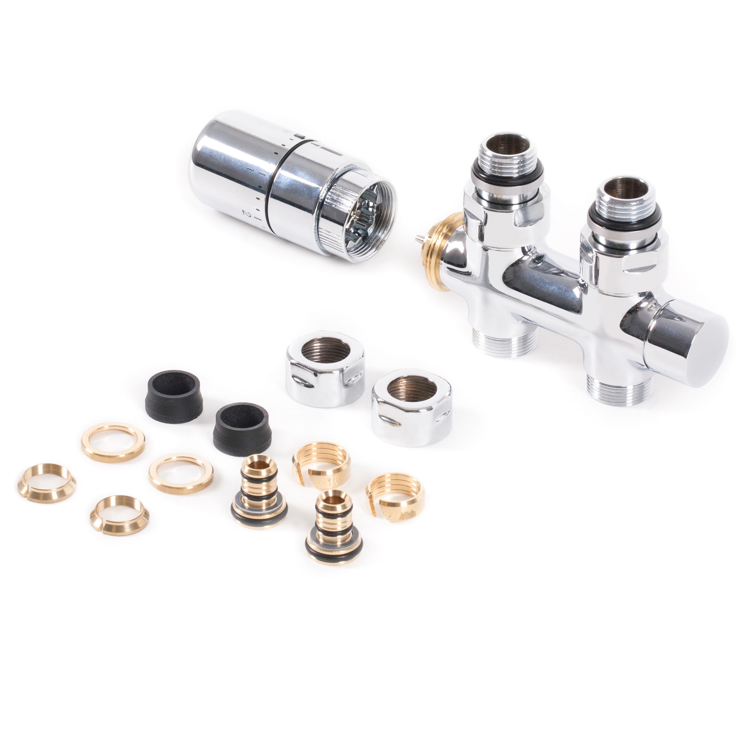Terma Chrome effect Left sided Straight Radiator valve