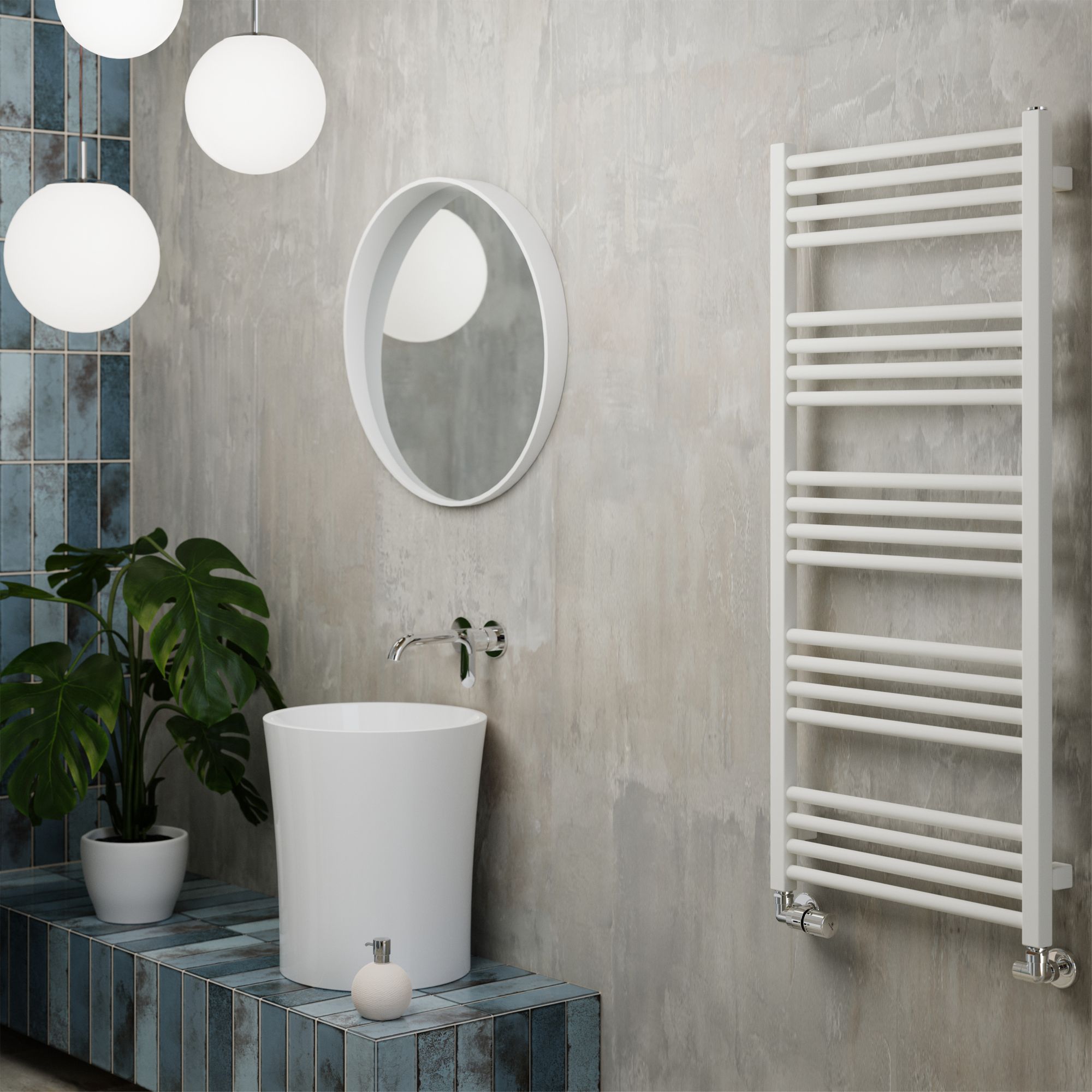 Terma Fiona White Electric & gas Flat Towel warmer (W)500mm x (H)1140mm