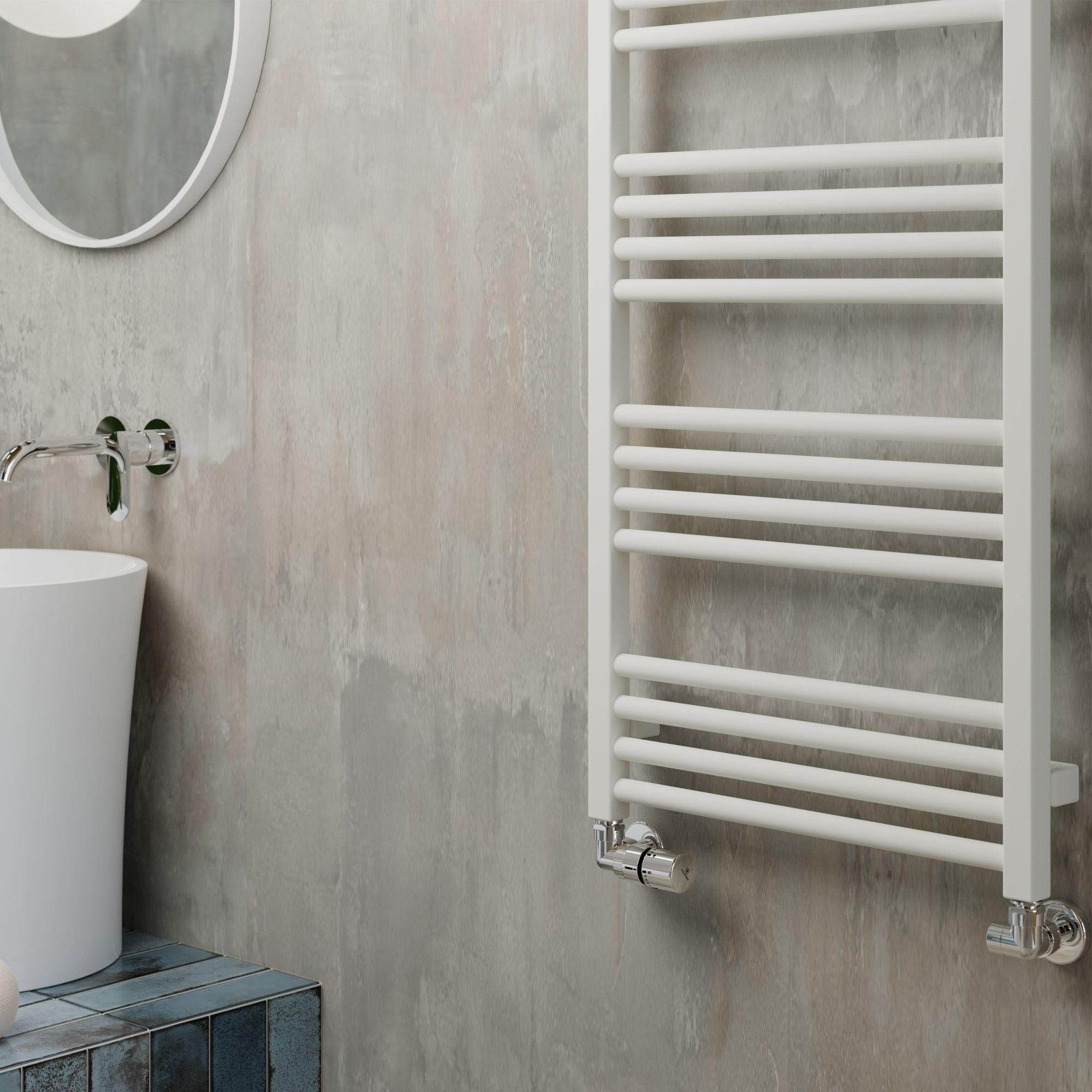 Terma Fiona White Electric & gas Flat Towel warmer (W)500mm x (H)1140mm