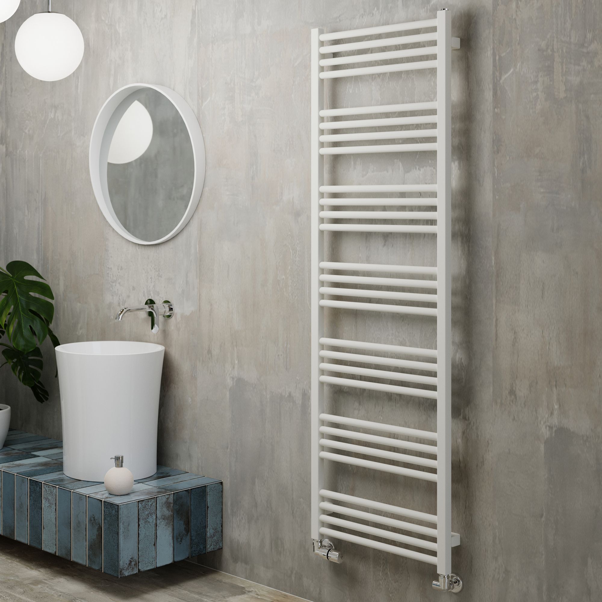 Terma Fiona White Electric & gas Flat Towel warmer (W)500mm x (H)1620mm