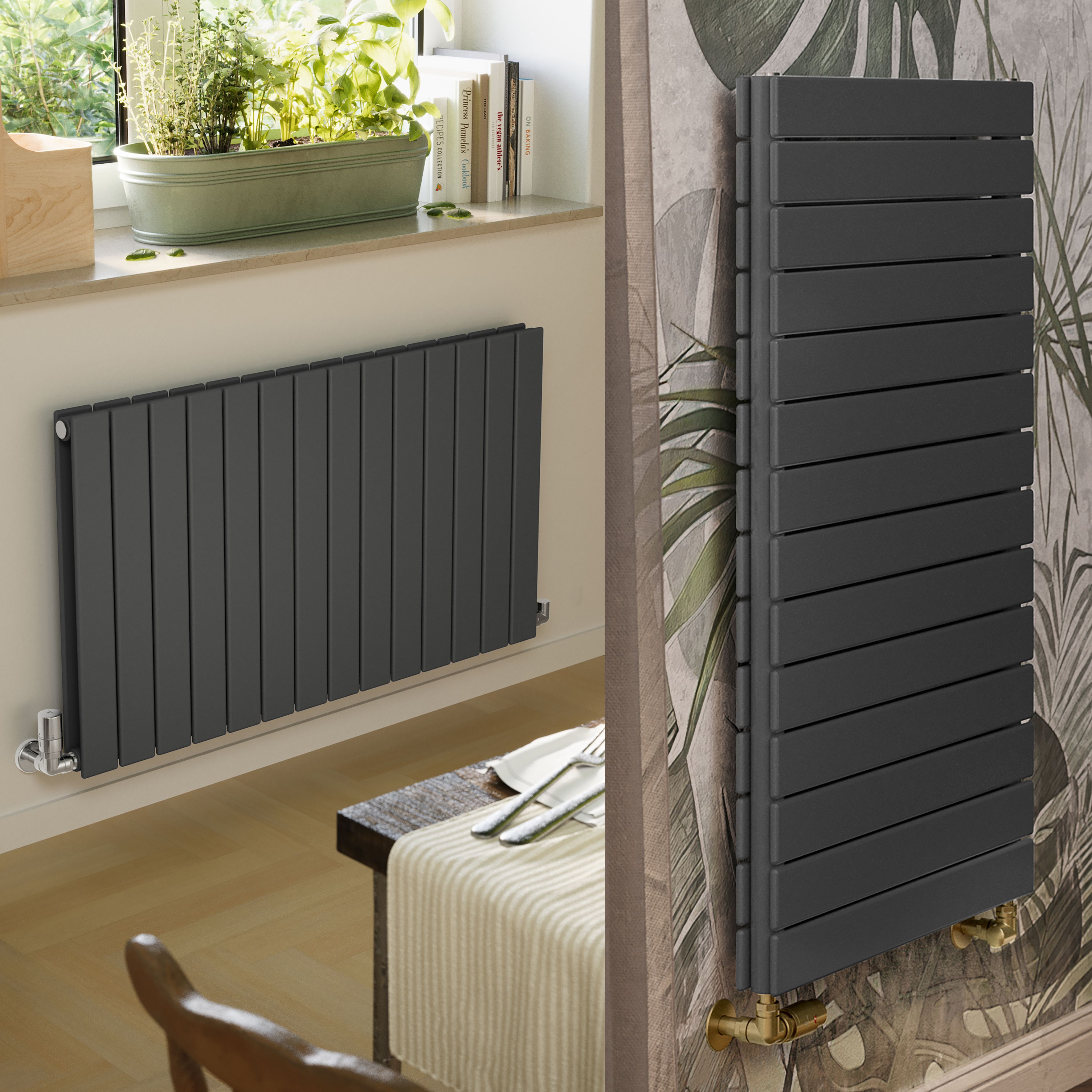 Terma Forte Metallic Grey Hydronic Horizontal or vertical Designer 3696BTU Radiator, (W)1032mm x (H)600mm