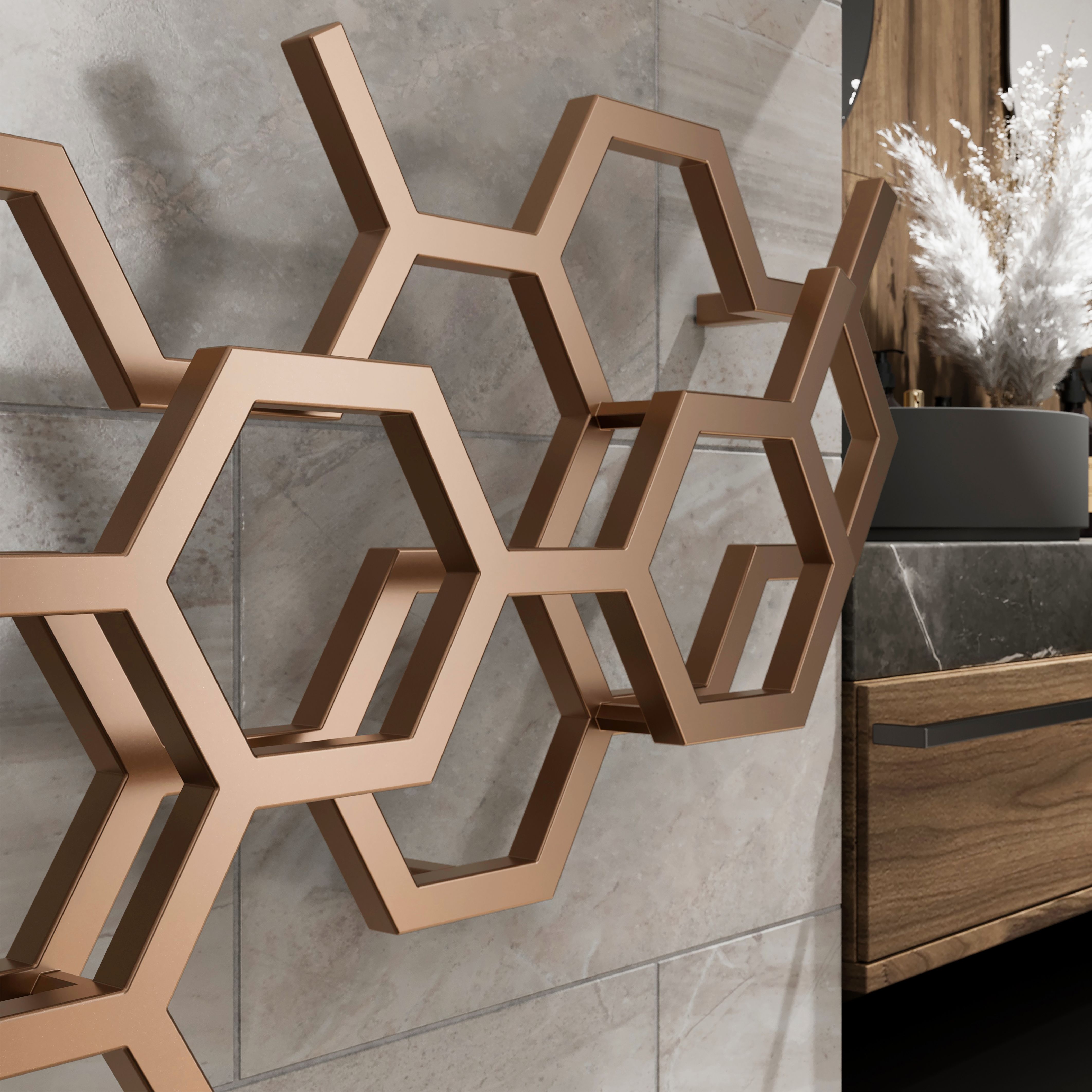 Terma Hex Copper Horizontal Designer 1081BTU Radiator, (W)1126mm x (H)502mm