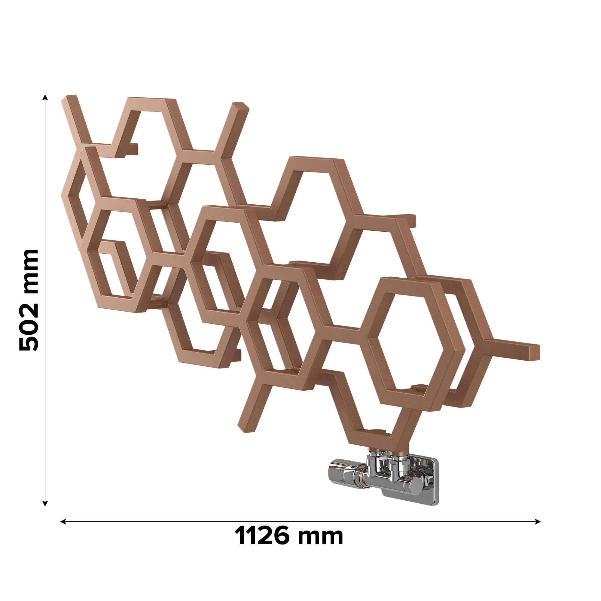 Terma Hex Copper Horizontal Designer 1081BTU Radiator, (W)1126mm x (H)502mm