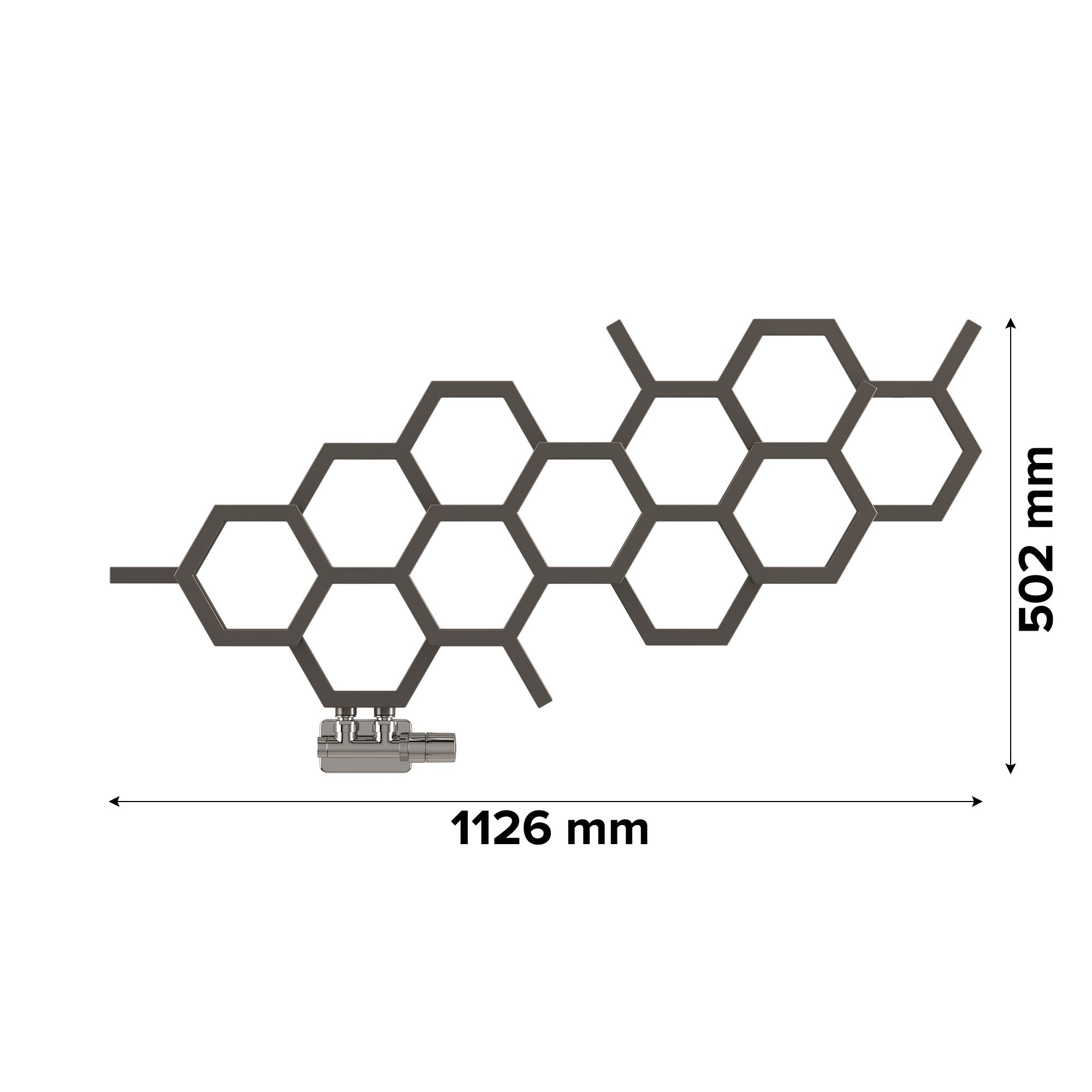 Terma Hex Grey Horizontal Designer 1081BTU Radiator, (W)1126mm x (H)502mm