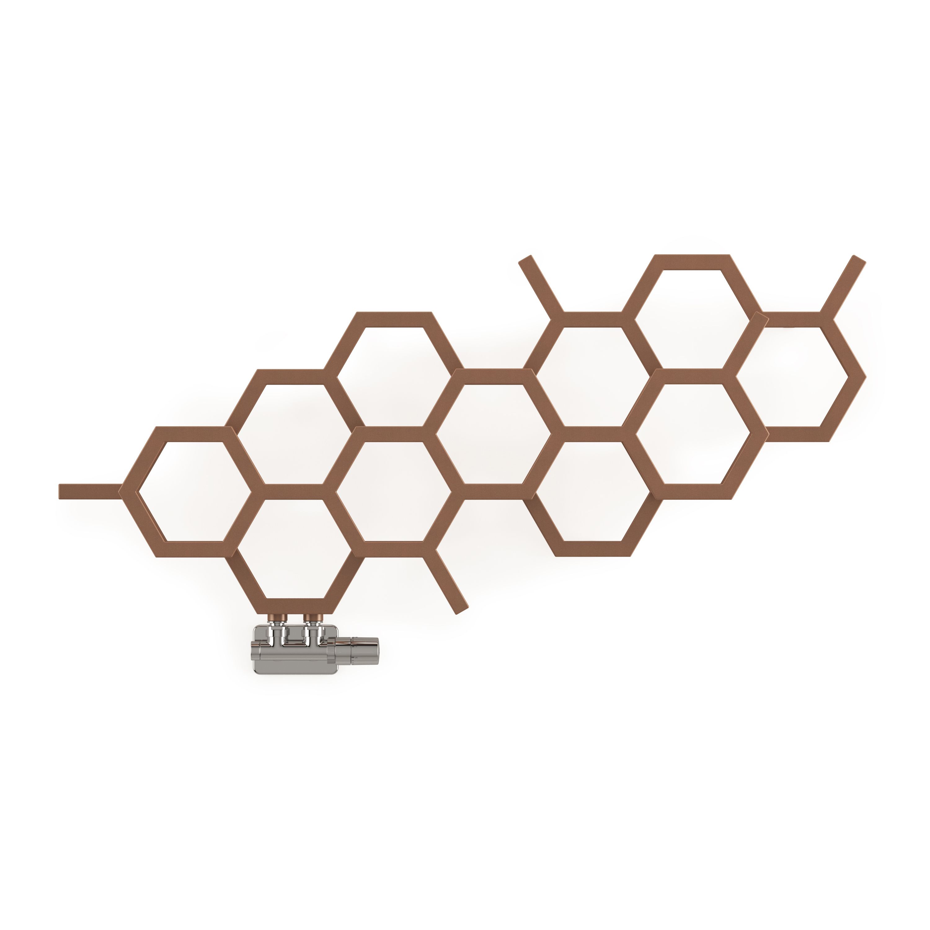 Terma Hex Matt copper Horizontal Designer Radiator, (W)1126mm x (H ...