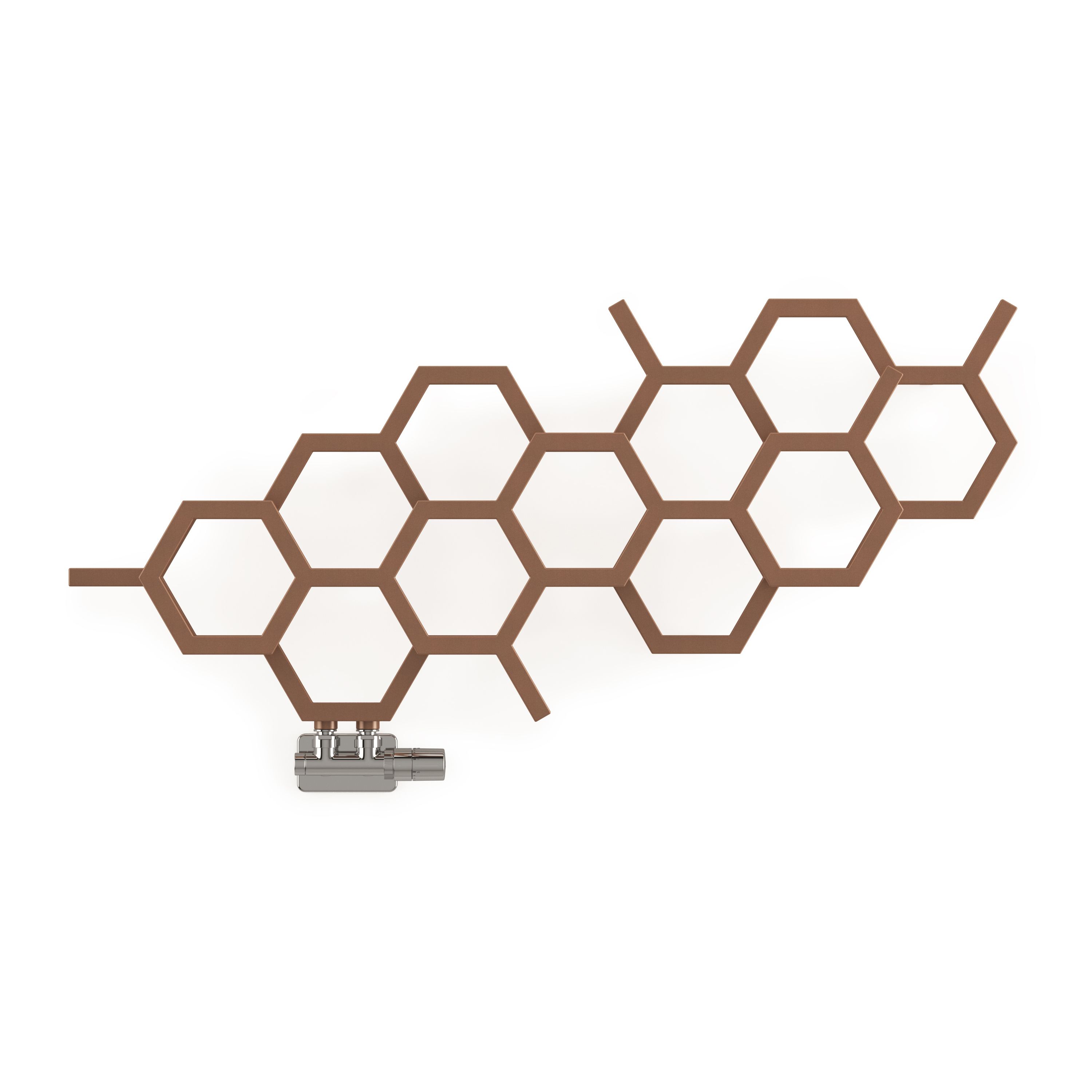 Terma Hex Matt copper Horizontal Designer Radiator, (W)1126mm x (H)502mm