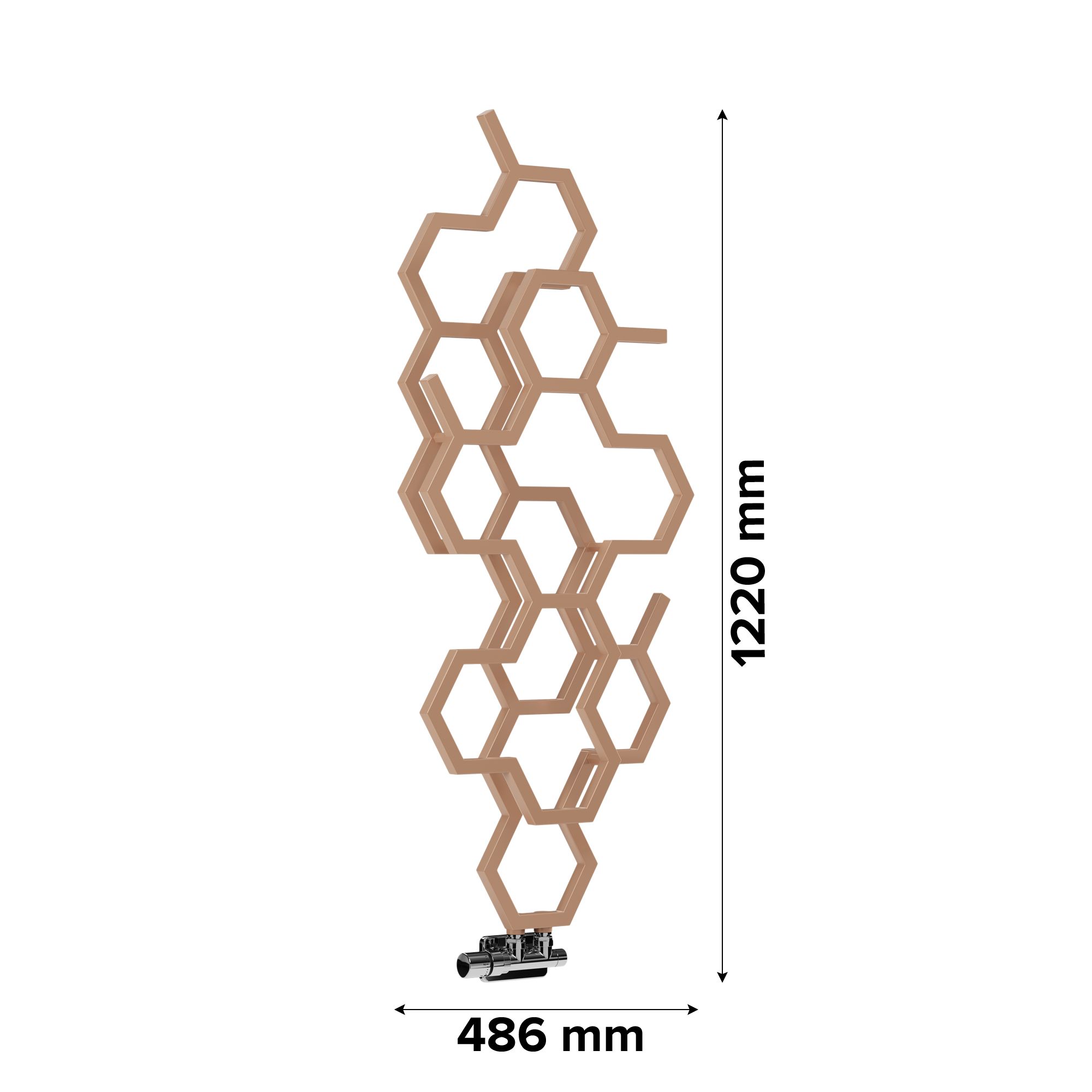 Terma Hex WGH2X122048 KBCOZX Bright Copper Vertical Designer 1179BTU Radiator, (W)486mm x (H)1220mm