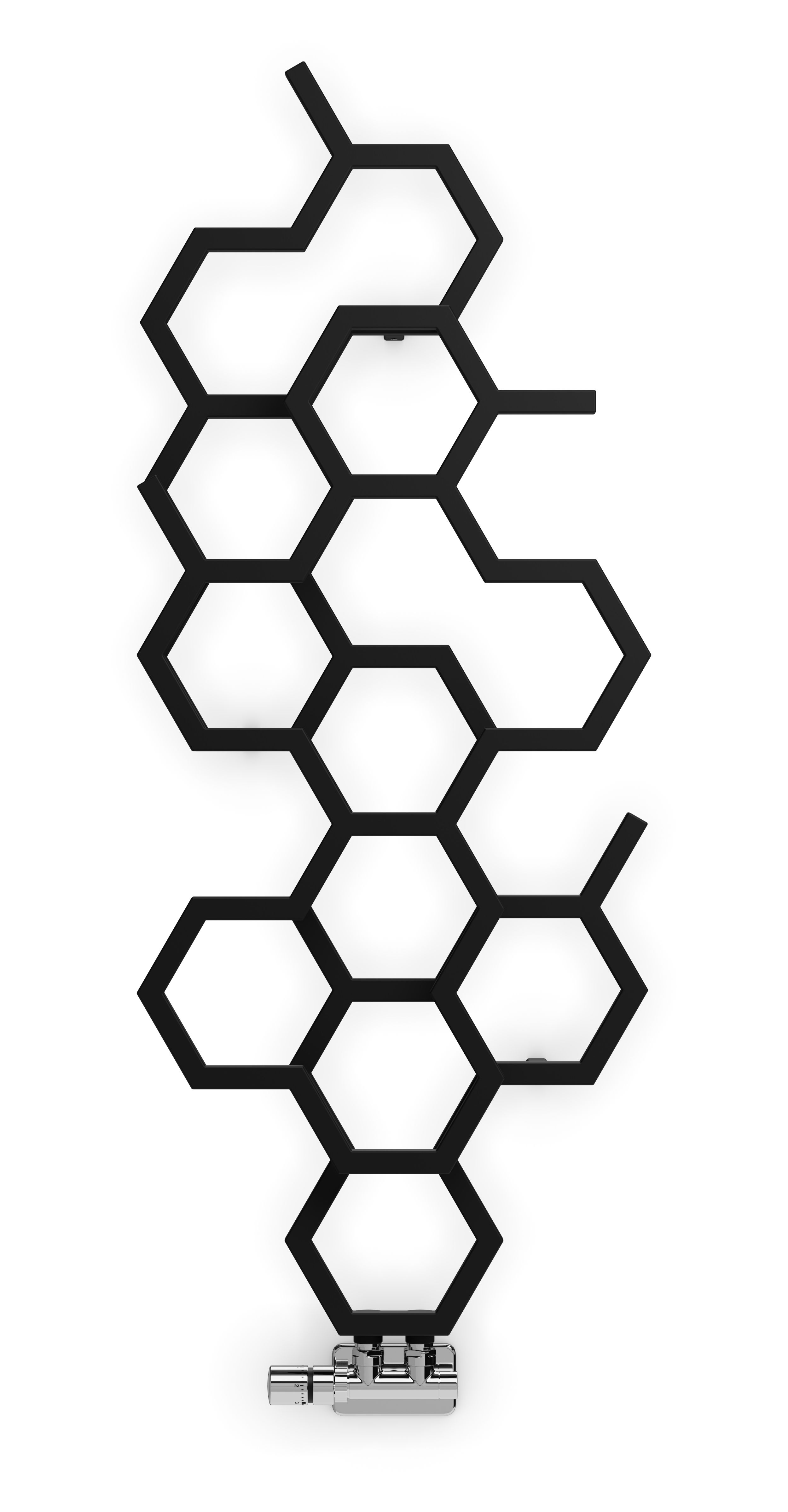 Terma Hex WGH2X122048 KS95ZX Matt black Vertical Designer 1179BTU Radiator, (W)486mm x (H)1220mm