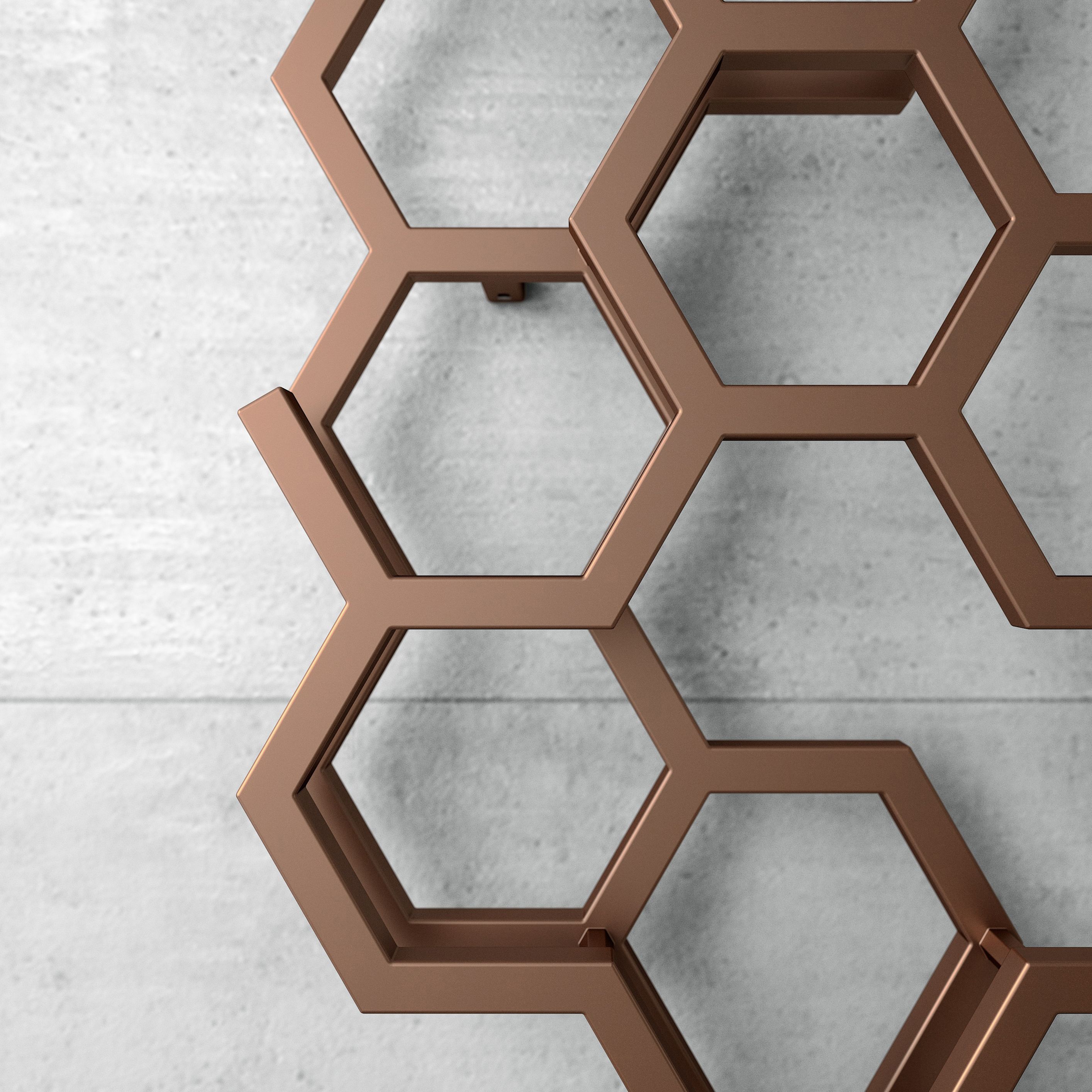 Terma Hex WGH2X170057 KBCOZX Bright Copper Vertical Designer 1705BTU Radiator, (W)573mm x (H)1700mm