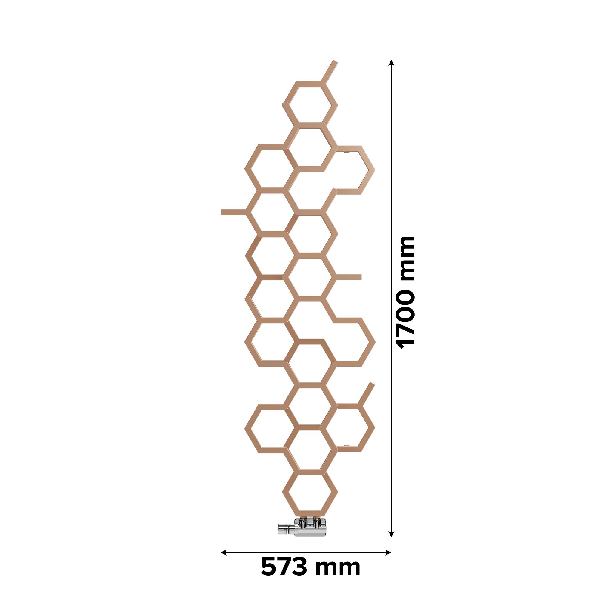 Terma Hex WGH2X170057 KBCOZX Bright Copper Vertical Designer 1705BTU Radiator, (W)573mm x (H)1700mm