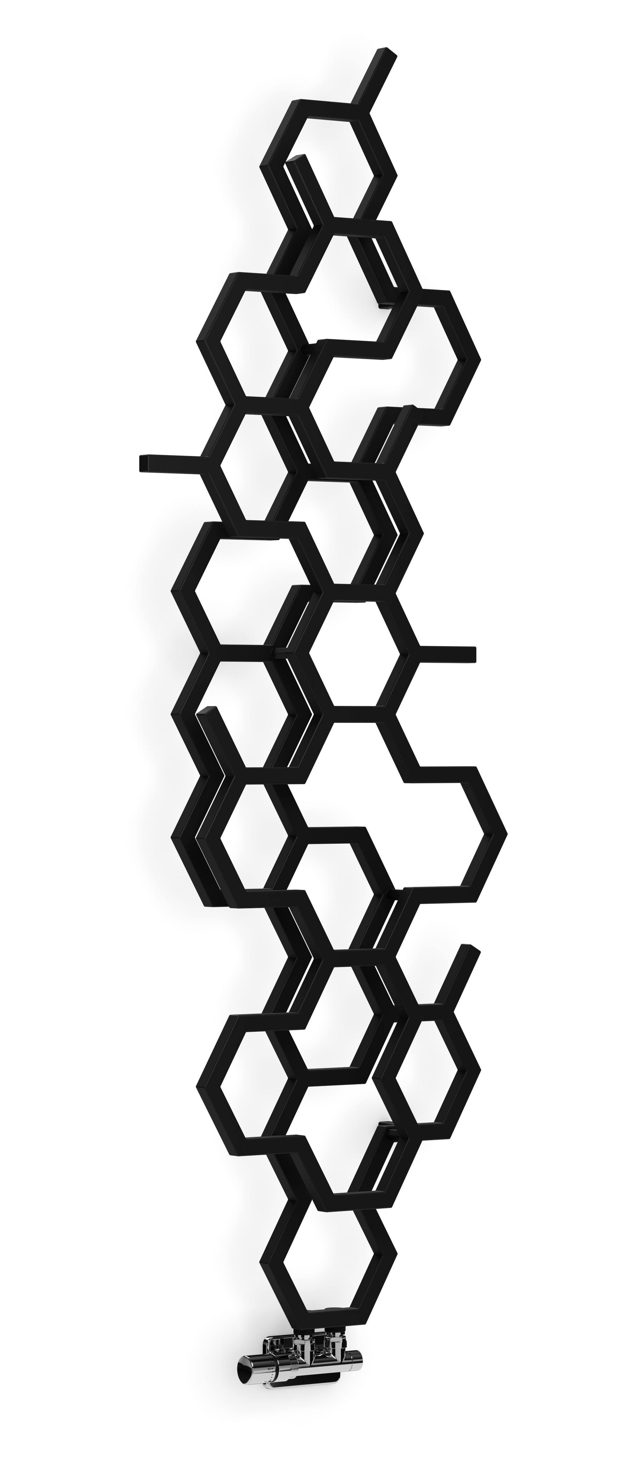 Terma Hex WGH2X170057 KS95ZX Matt black Vertical Designer 1705BTU Radiator, (W)573mm x (H)1700mm