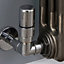 Terma Left sided Chrome Corner Thermostatic Radiator valve & lockshield (Dia)15mm x ½"
