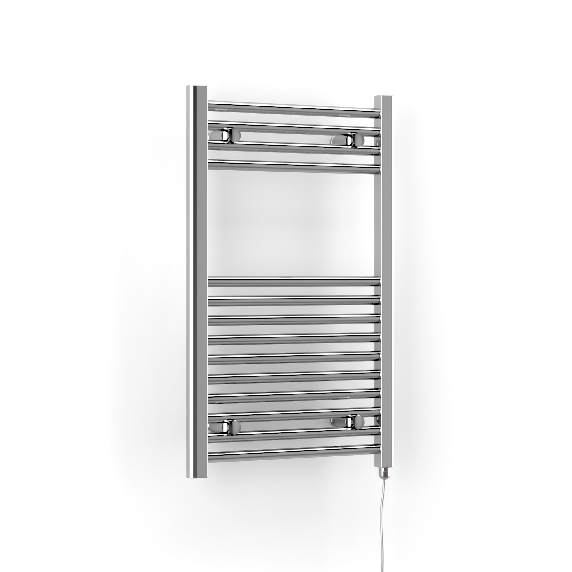 Terma Leo Chrome effect Electric Towel warmer (W)500mm x (H)800mm