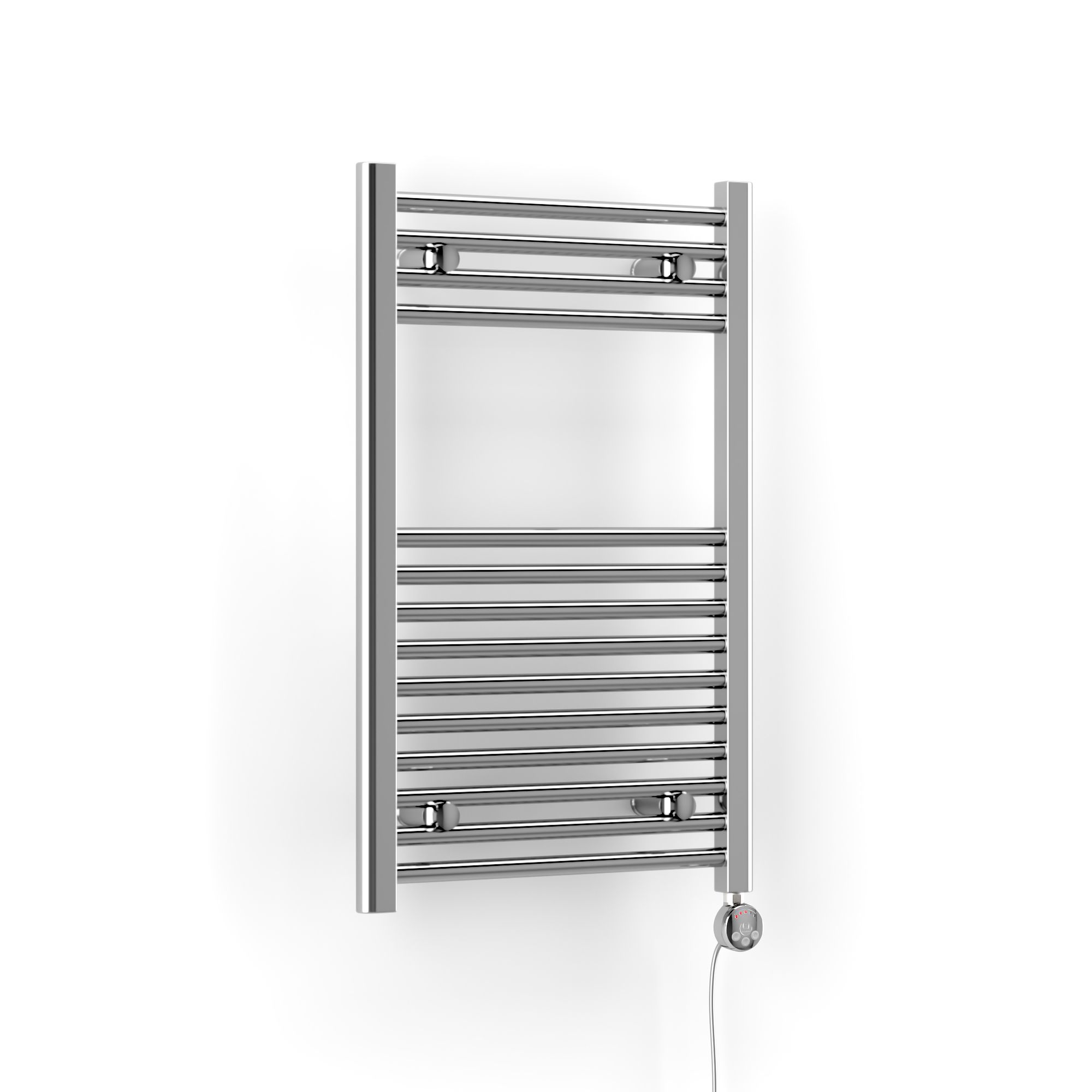 Terma Leo Chrome effect Electric Towel warmer (W)500mm x (H)800mm