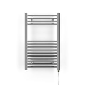 Terma Leo Silver Chrome effect Electric Towel warmer (W)500mm x (H)800mm