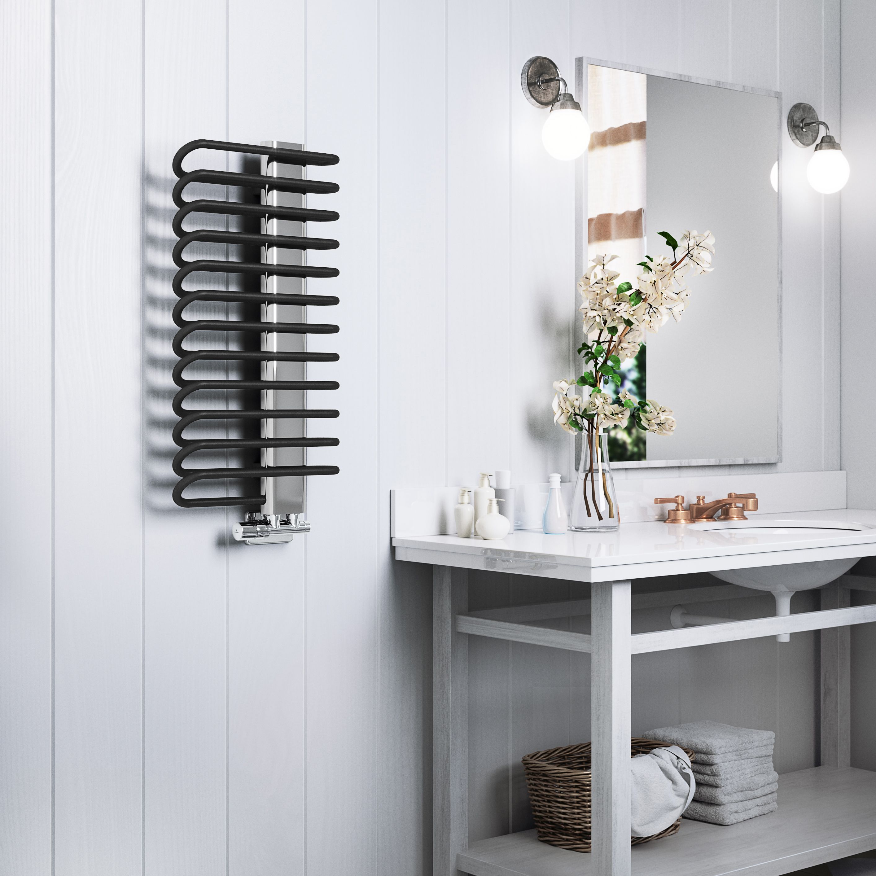 Terma Michelle Black Chrome effect Electric & gas Towel warmer (W)400mm x (H)780mm Price Comparisons | Compare The Build