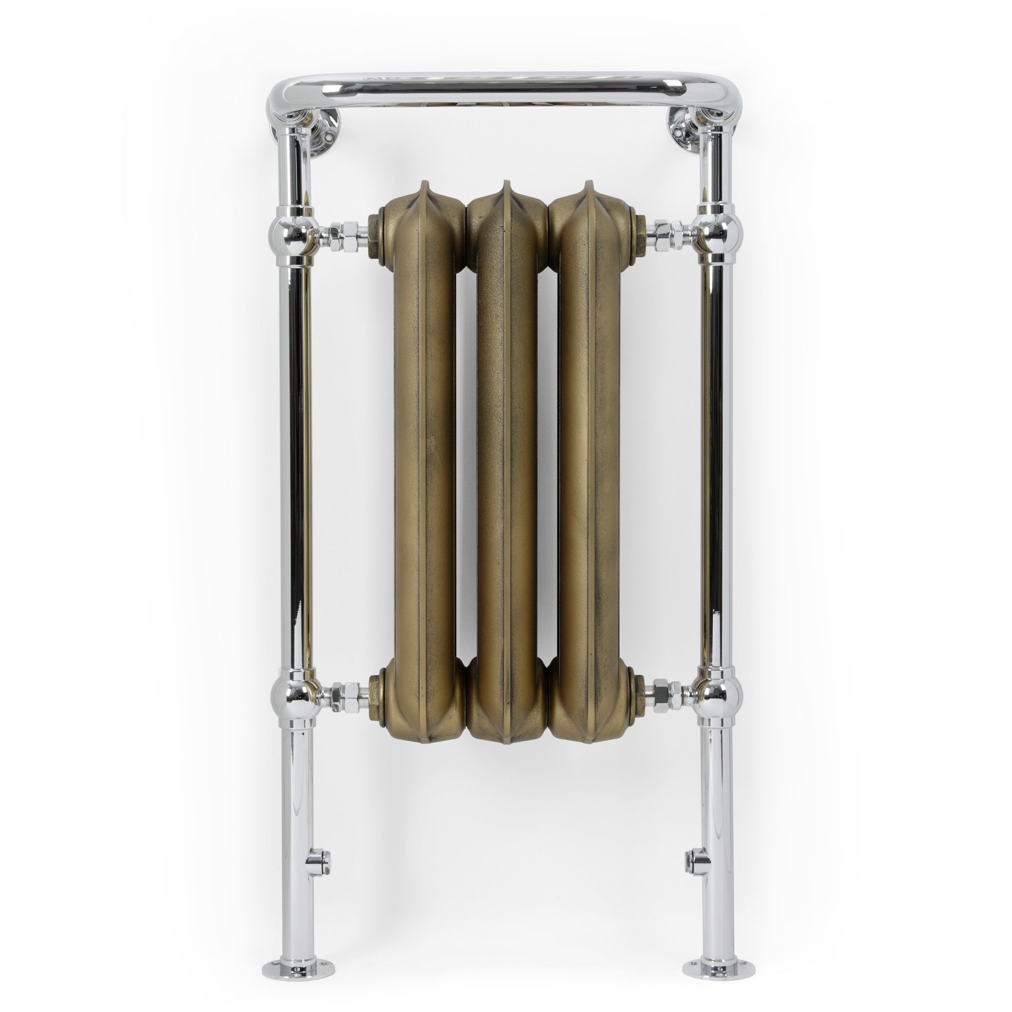 Terma Plain Antique Brass Chrome effect Towel warmer (W)490mm x (H)940mm