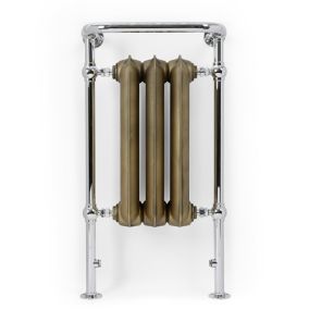 Terma Plain Antique Brass Chrome effect Towel warmer (W)490mm x (H)940mm
