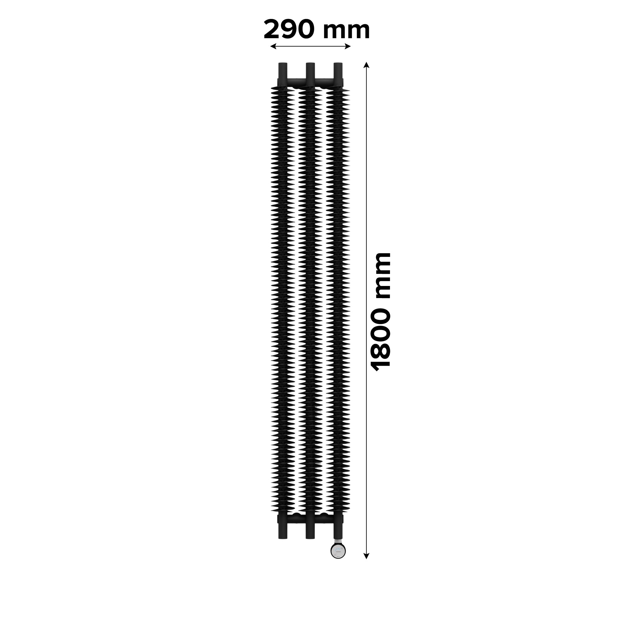 Terma Ribbon WLRVE180029 KIHEE8MOBP Heban black Electric Vertical Designer Radiator, (W)290mm x (H)1800mm