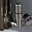 Terma Right sided Chrome Corner Thermostatic Radiator valve & lockshield (Dia)15mm x ½"