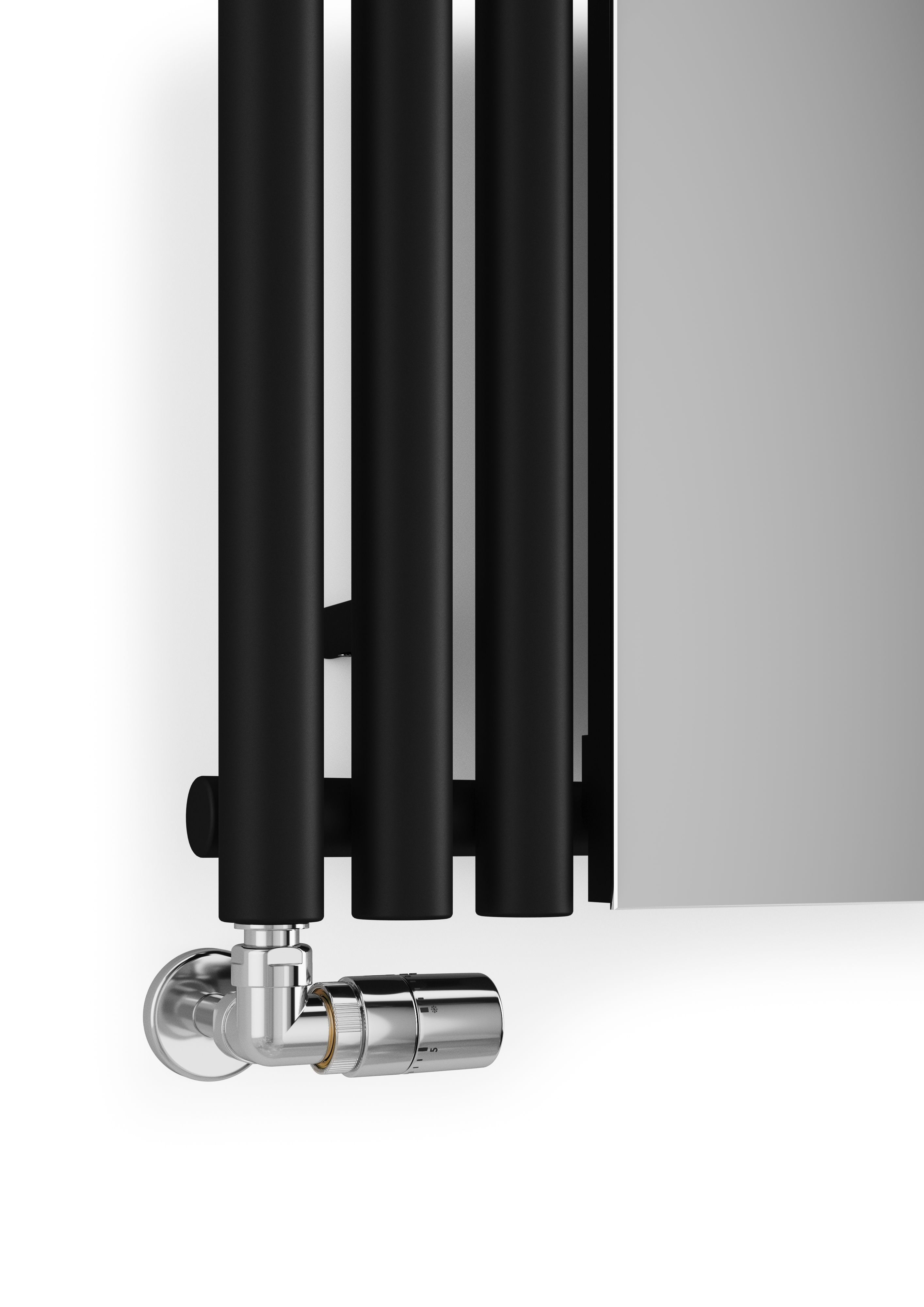 Terma Rolo Mirror Black Electric Vertical Designer 2858BTU Radiator, (W ...