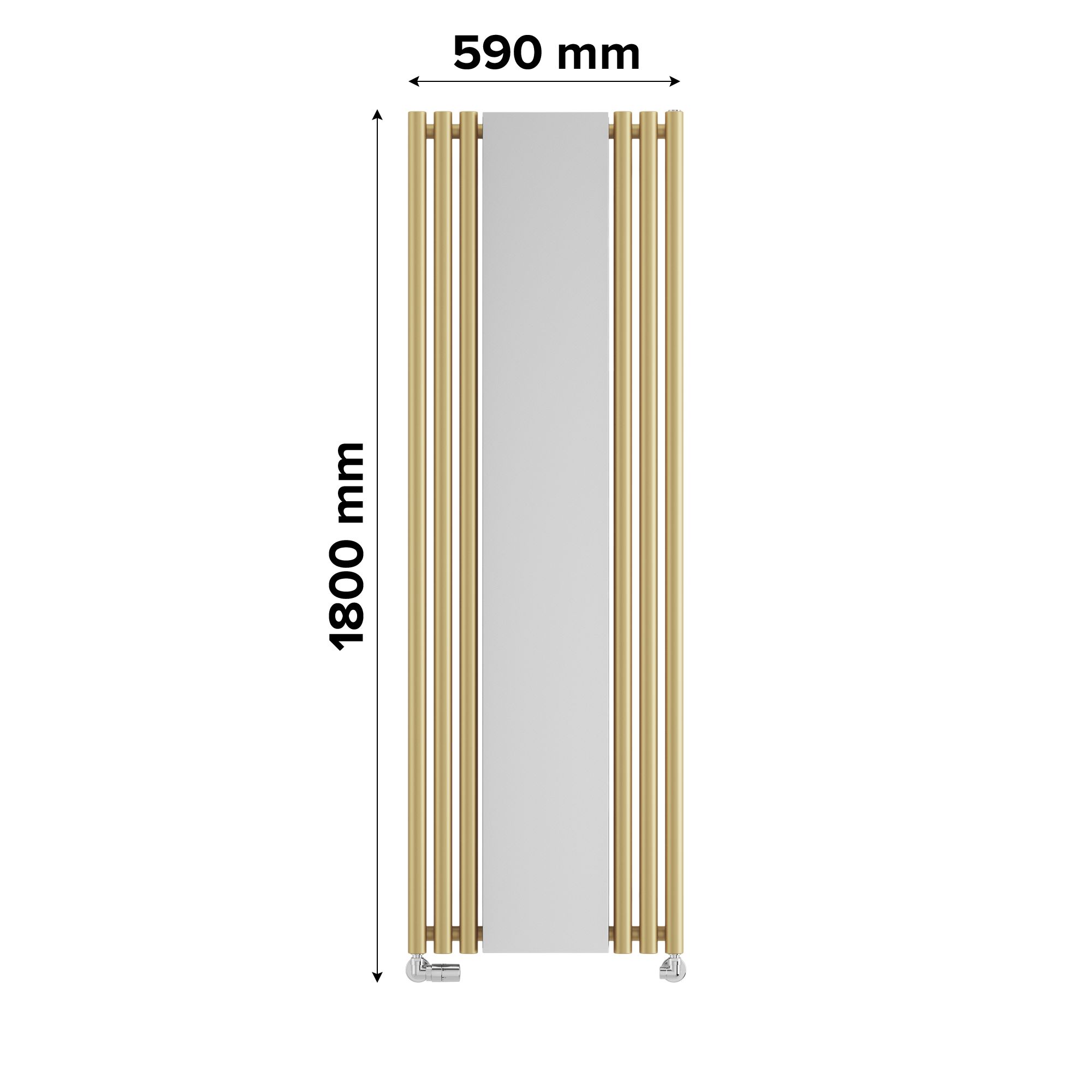 Terma Rolo Mirror Brass Electric Vertical Designer 2854BTU Radiator, (W ...
