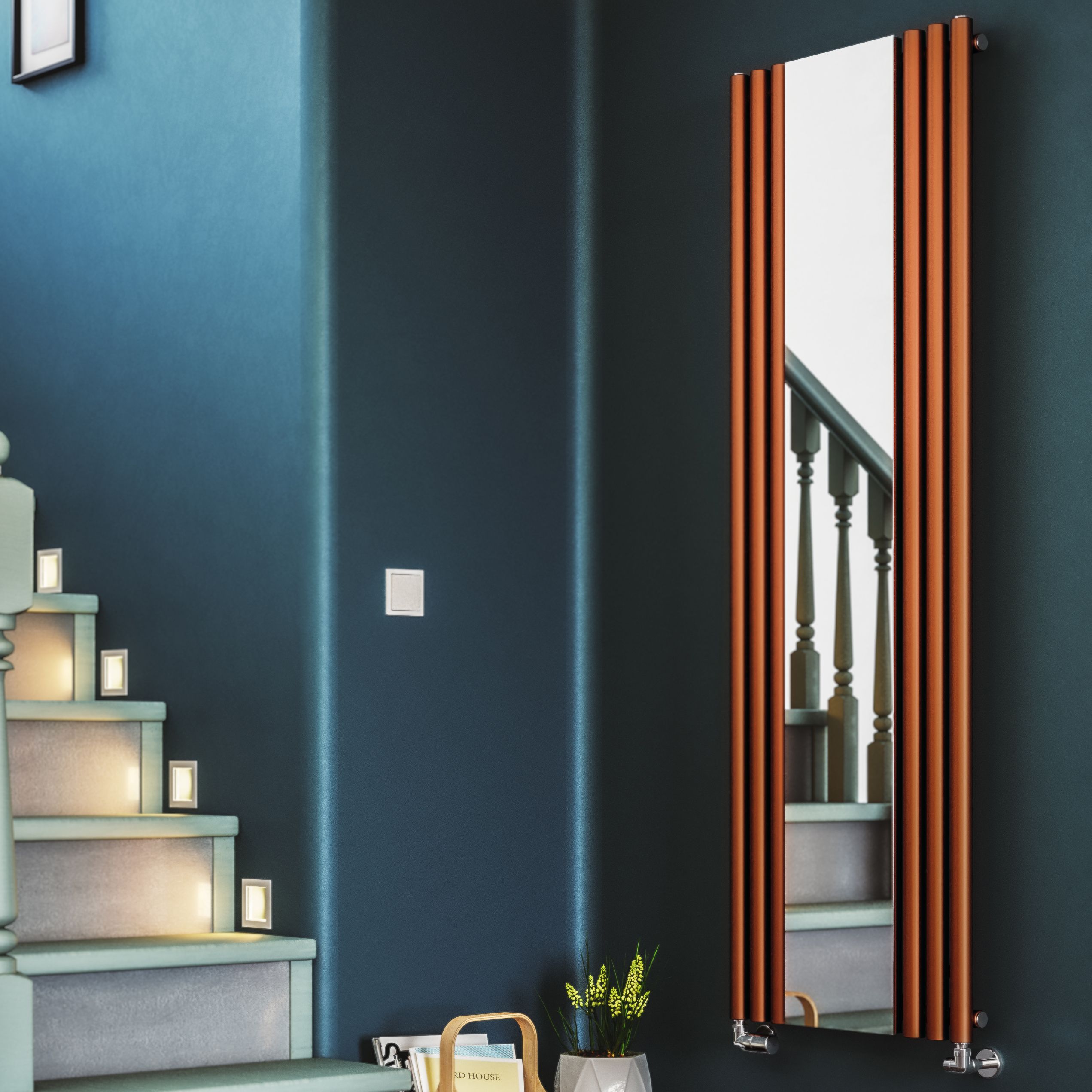 Terma Rolo Mirror Copper Electric Vertical Designer 2858BTU Radiator, (W)590mm x (H)1800mm