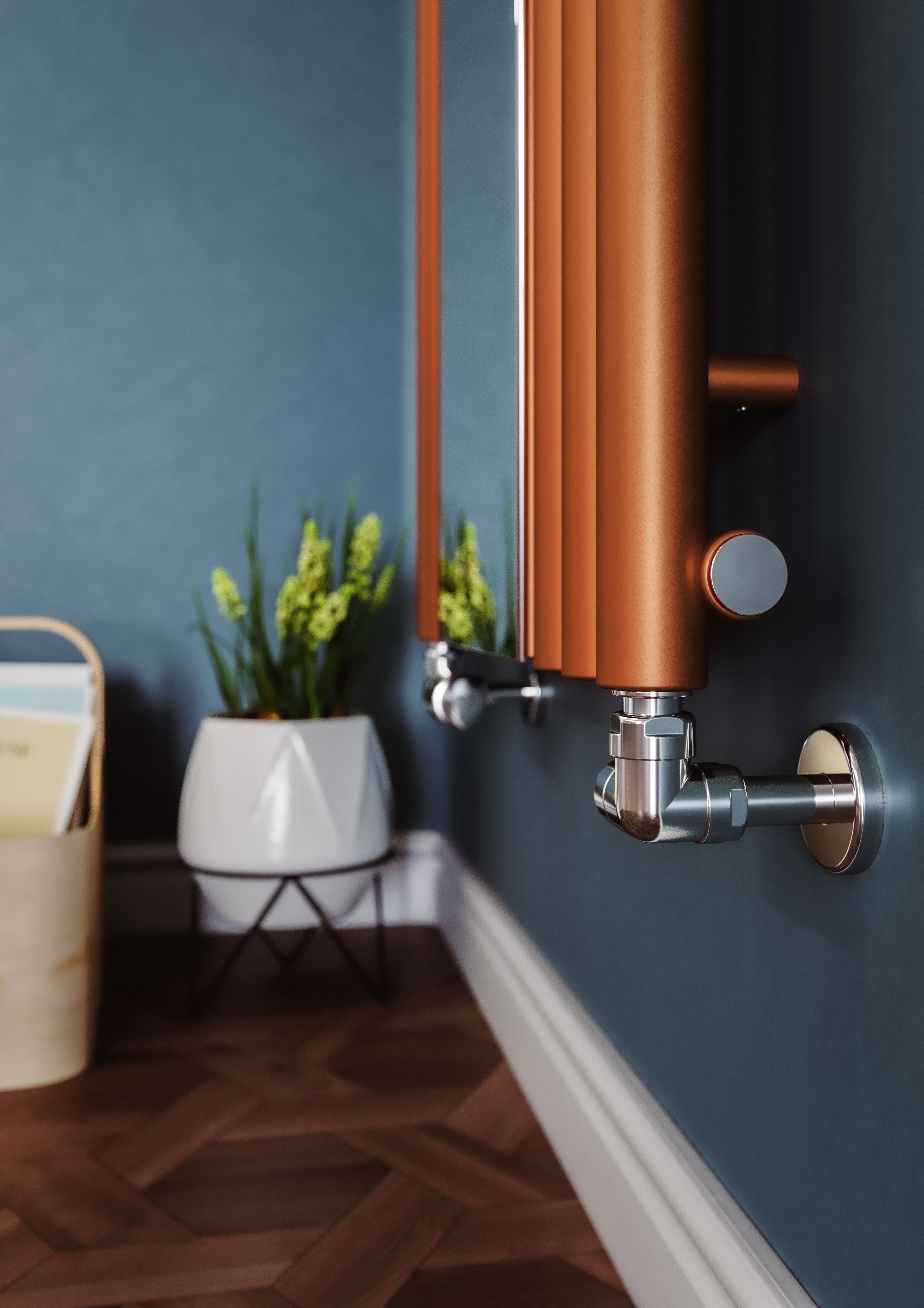 Terma Rolo Mirror Copper Electric Vertical Designer 2858BTU Radiator, (W)590mm x (H)1800mm
