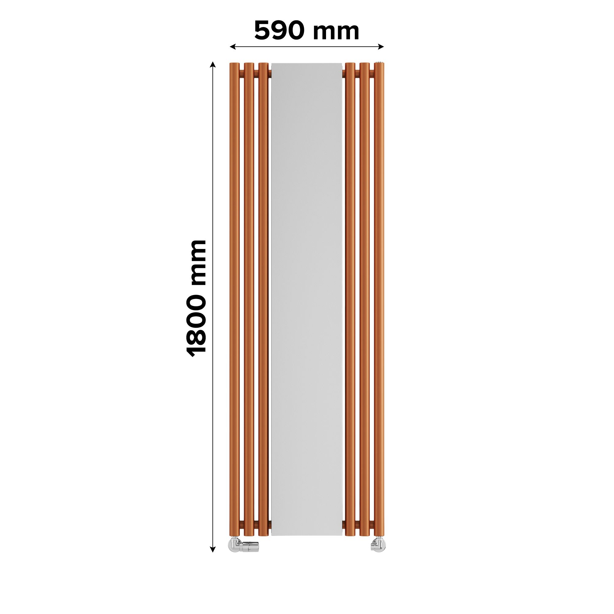 Terma Rolo Mirror Copper Electric Vertical Designer 2858BTU Radiator, (W)590mm x (H)1800mm