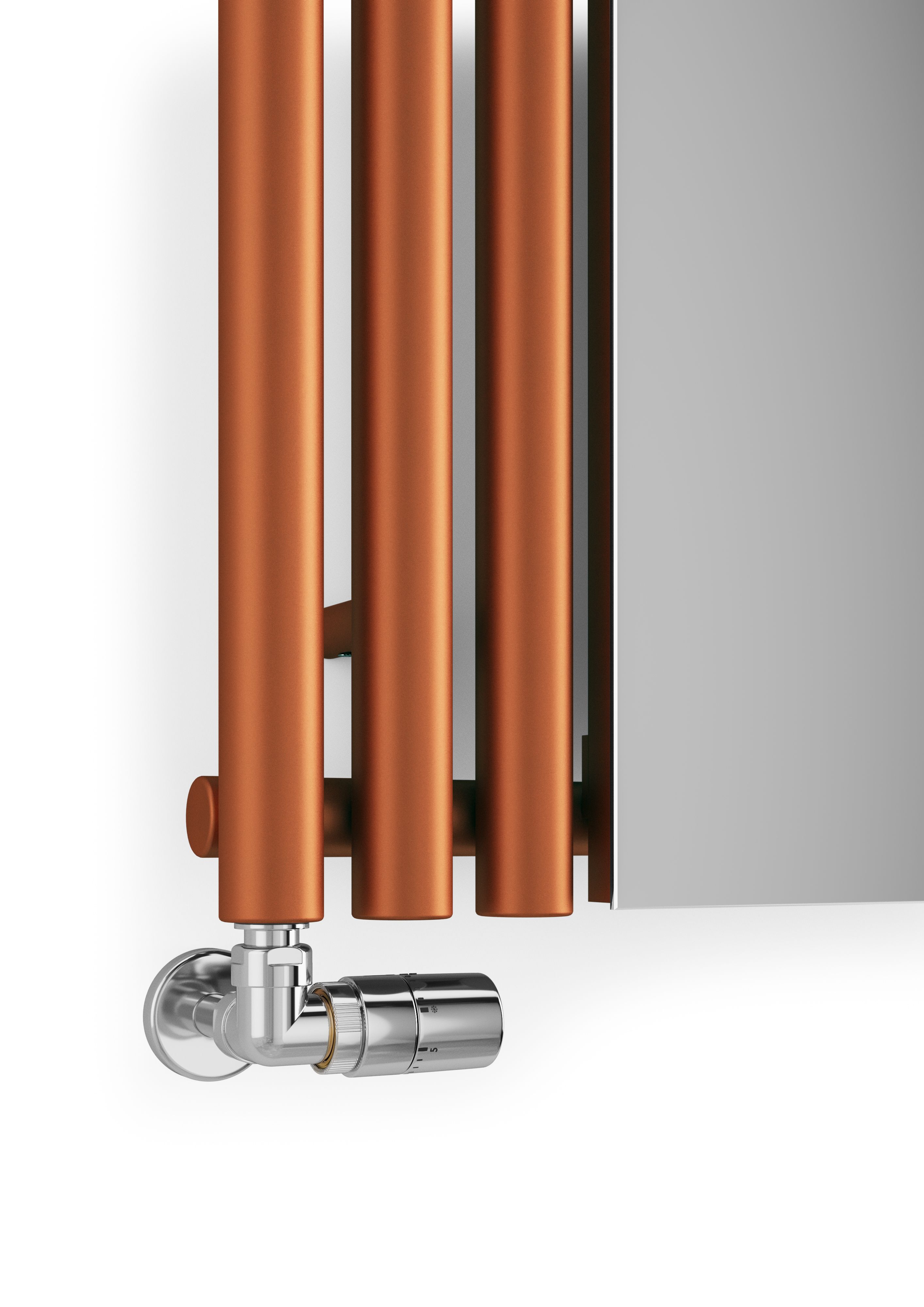 Terma Rolo Mirror Copper Electric Vertical Designer 2858BTU Radiator, (W)590mm x (H)1800mm