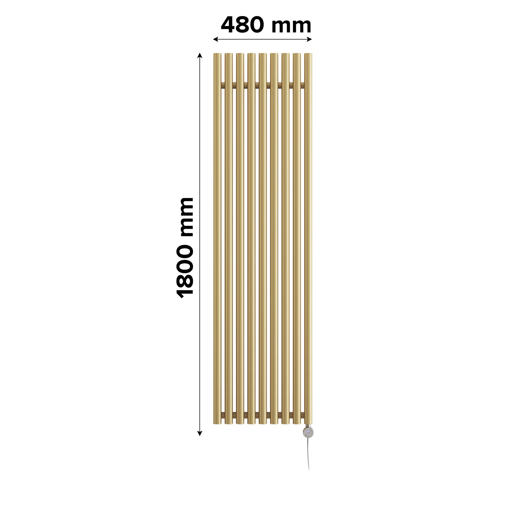 Terma Rolo-room Brass Electric Vertical Designer 3410BTU Radiator, (W ...
