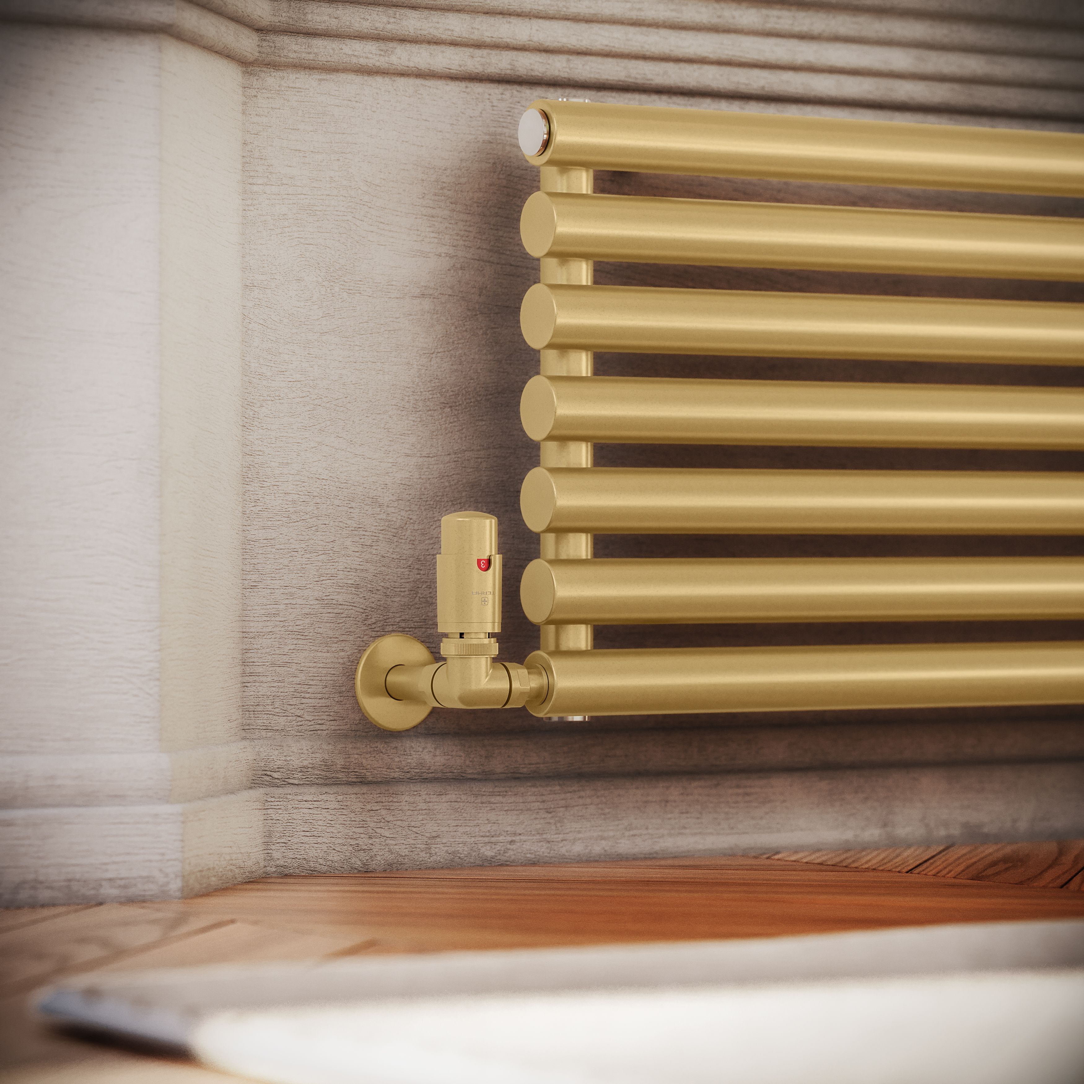 Terma Rolo Room Brass Hydronic Horizontal or vertical Designer 2735BTU ...
