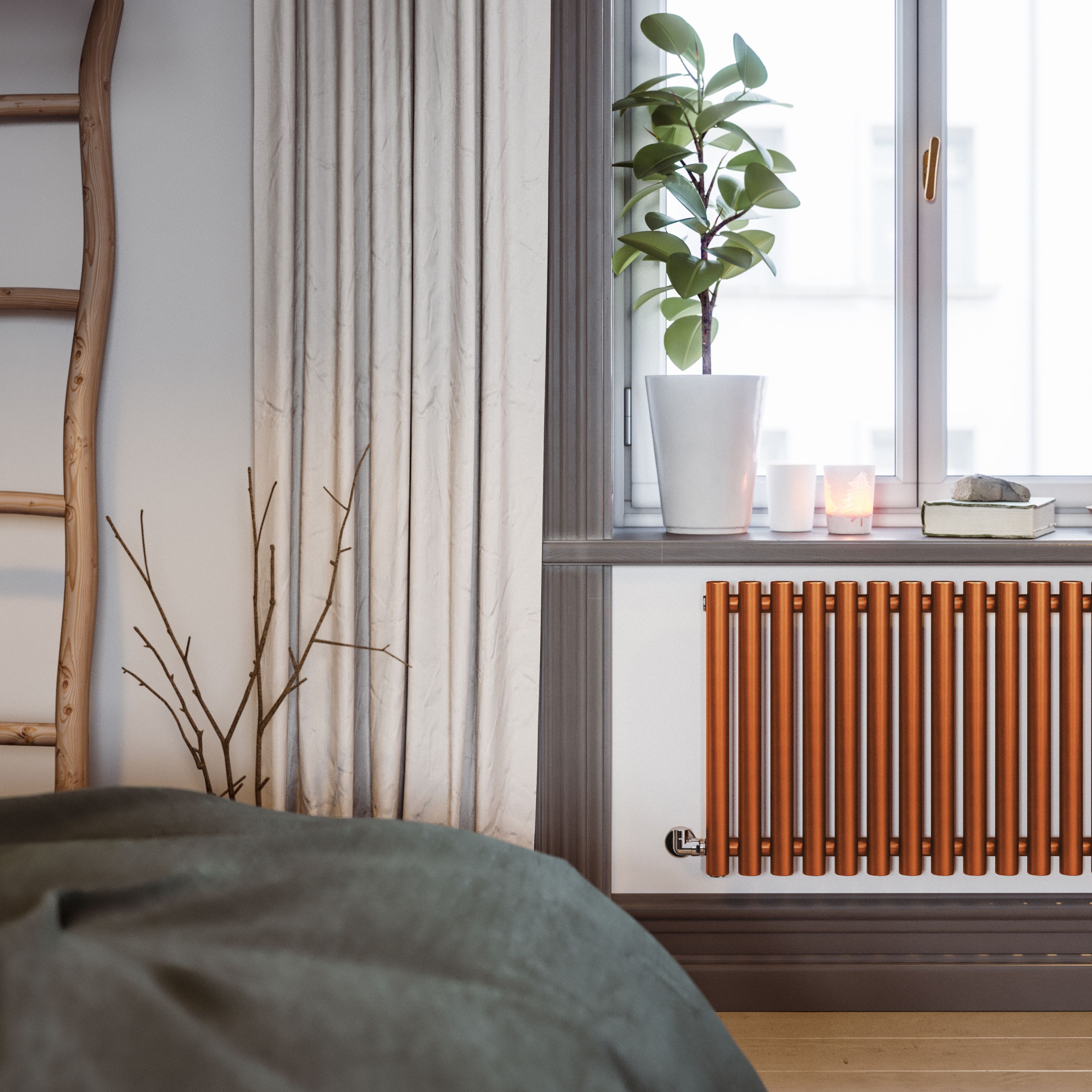 Terma Rolo Room Copper Hydronic Horizontal Designer 2015BTU Radiator ...