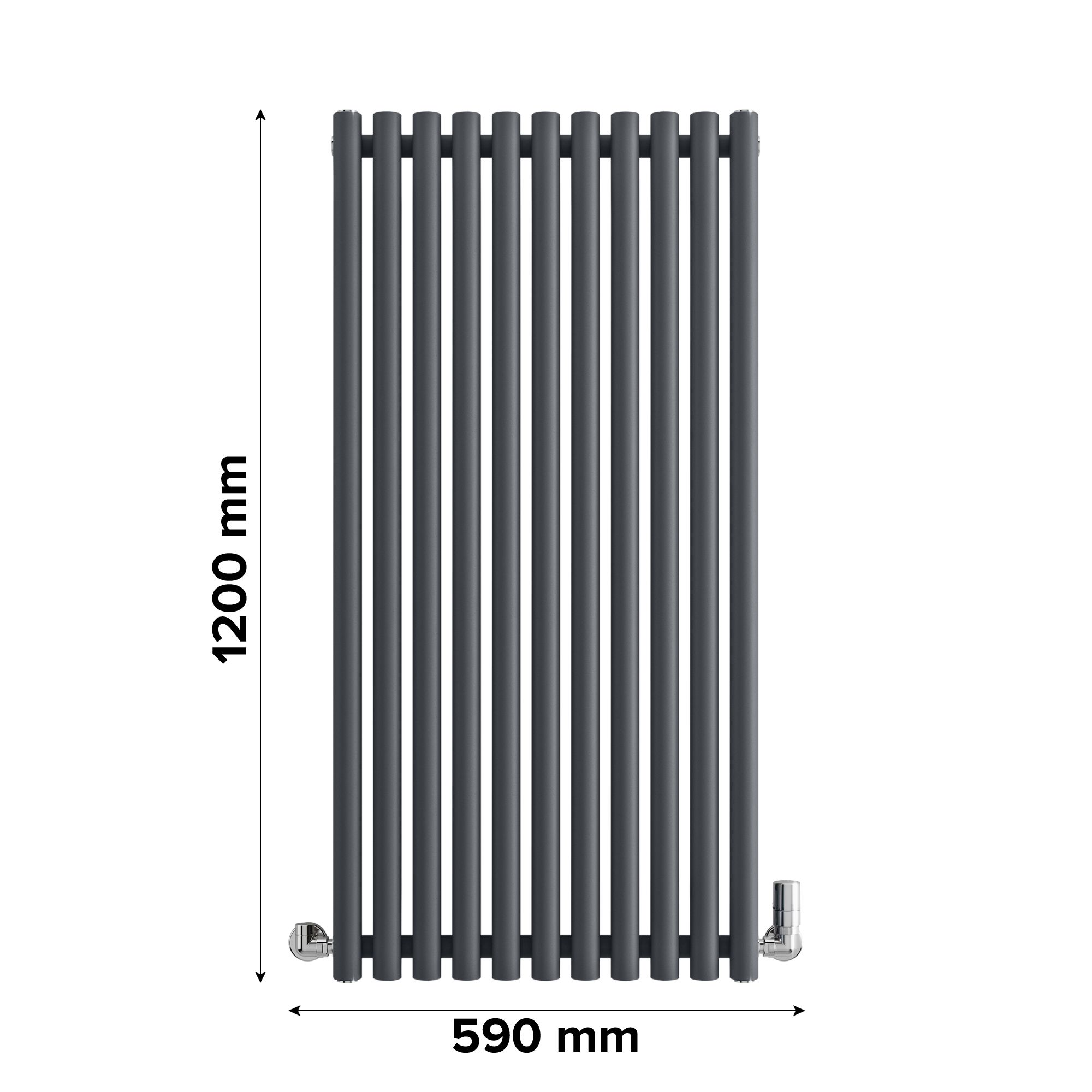 Terma Rolo Room Dark Grey Electric Horizontal or vertical Designer 3028BTU Radiator, (W)590mm x (H)1200mm