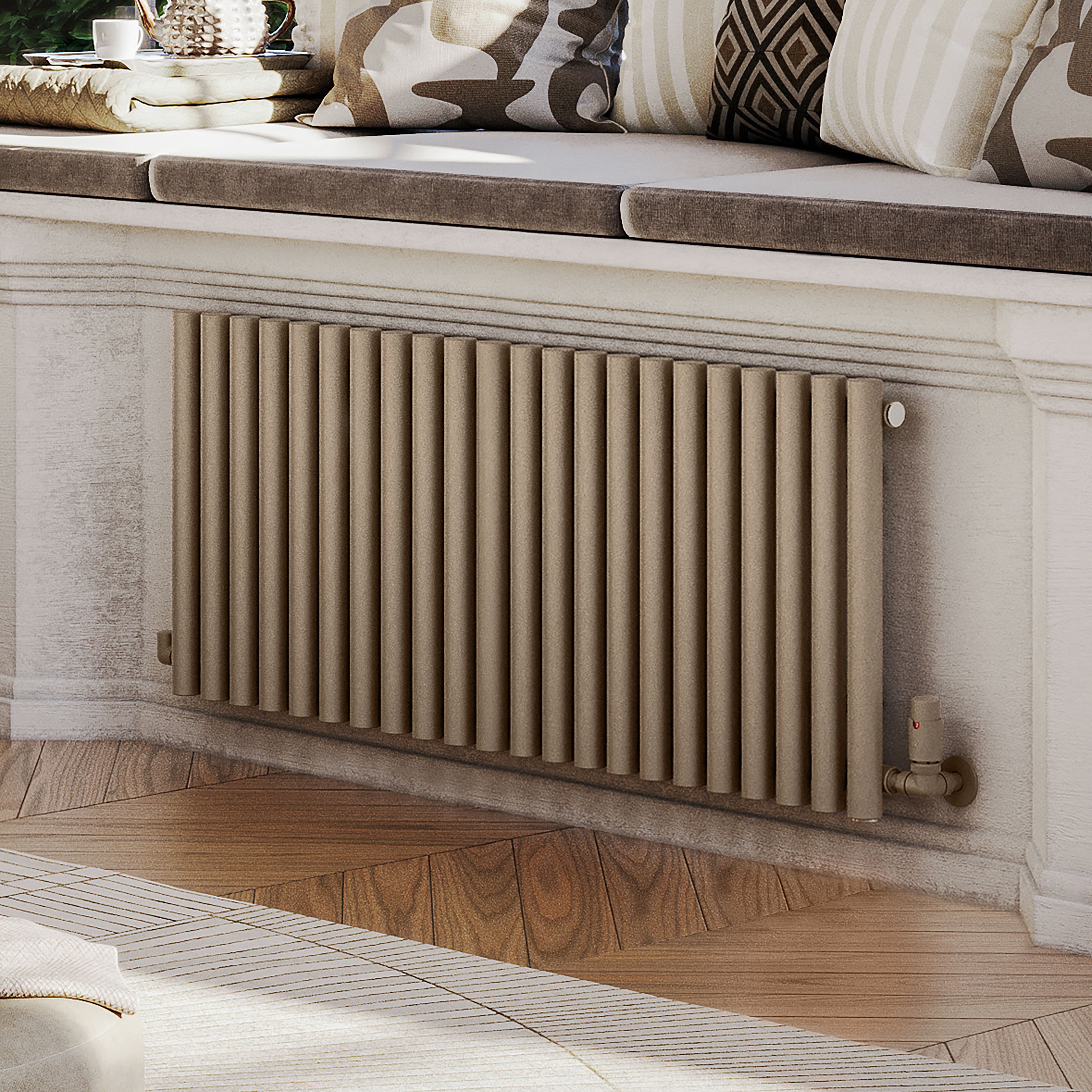 Terma Rolo Room Quartz Mocha Hydronic Horizontal Designer 2768BTU Radiator, (W)1195mm x (H)500mm