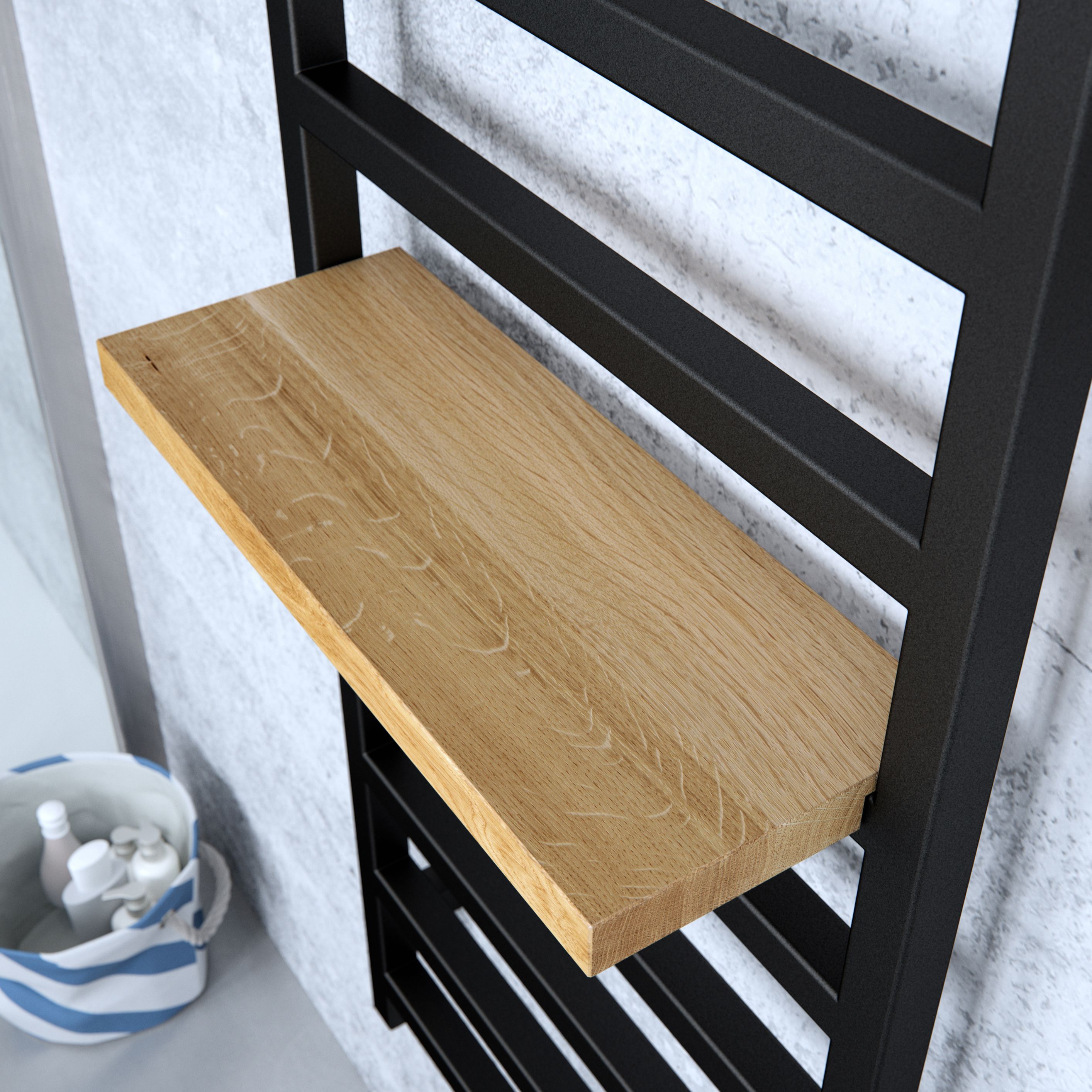 Terma Simple Black Electric & gas Flat Towel warmer (W)500mm x (H)1080mm