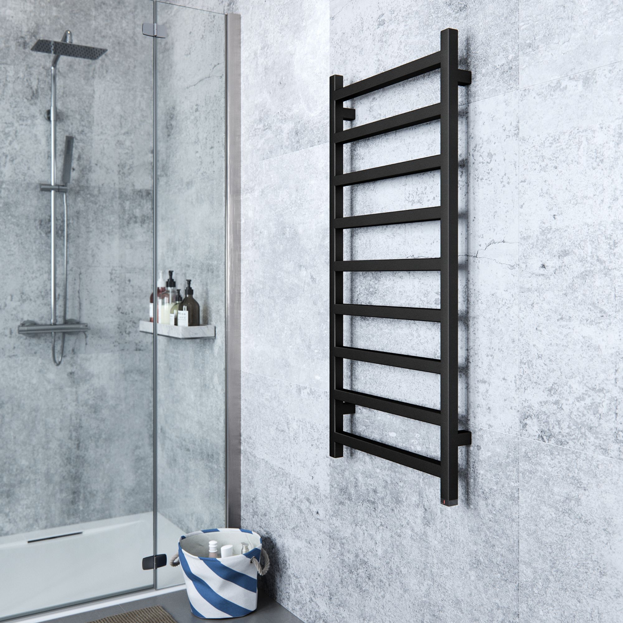 Terma Simple One Black Electric Flat Towel warmer (W)500mm x (H)1080mm