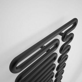 Terma Swale Black Metallic black Towel warmer BS EN 442 (W)465mm x (H)1244mm