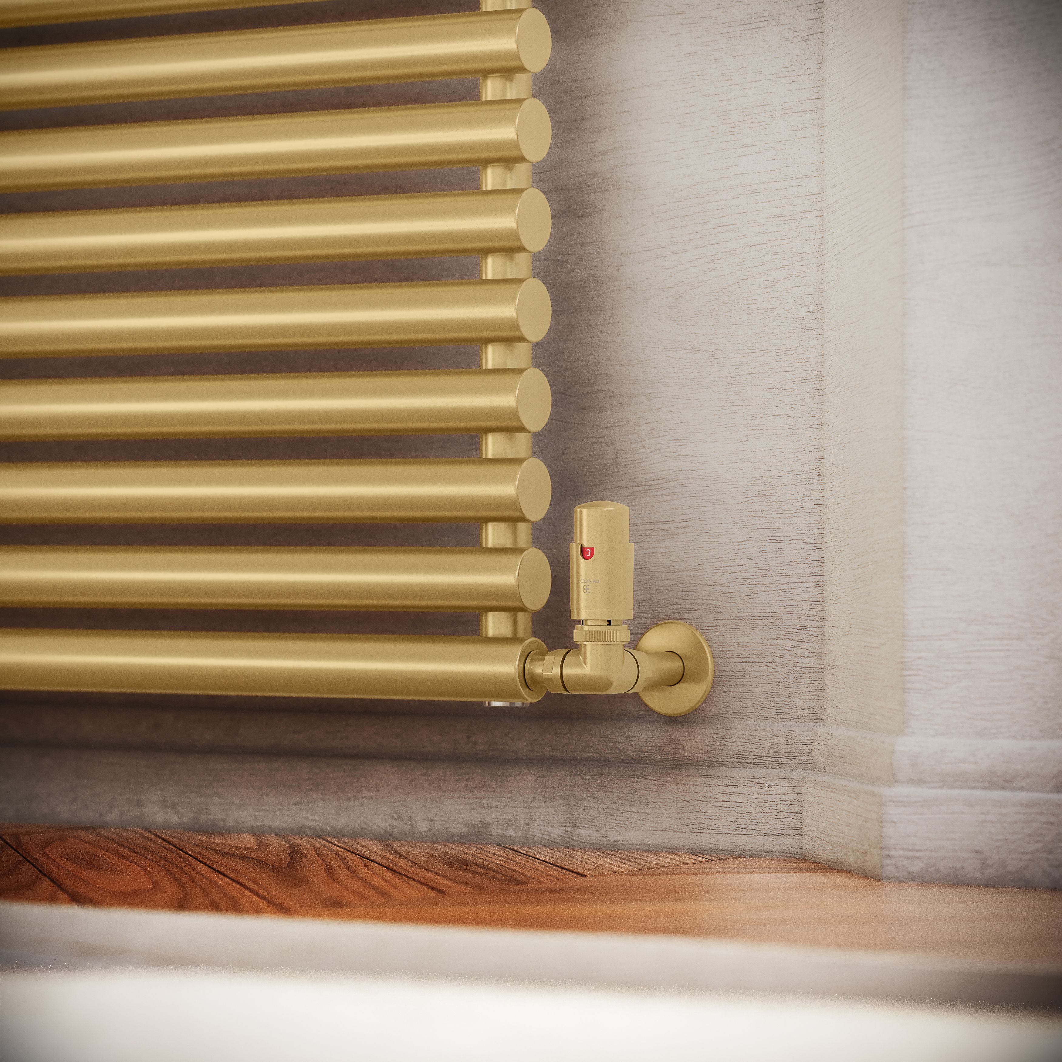 Terma Vision Brass Left sided Corner Radiator valve & lockshield (Dia ...