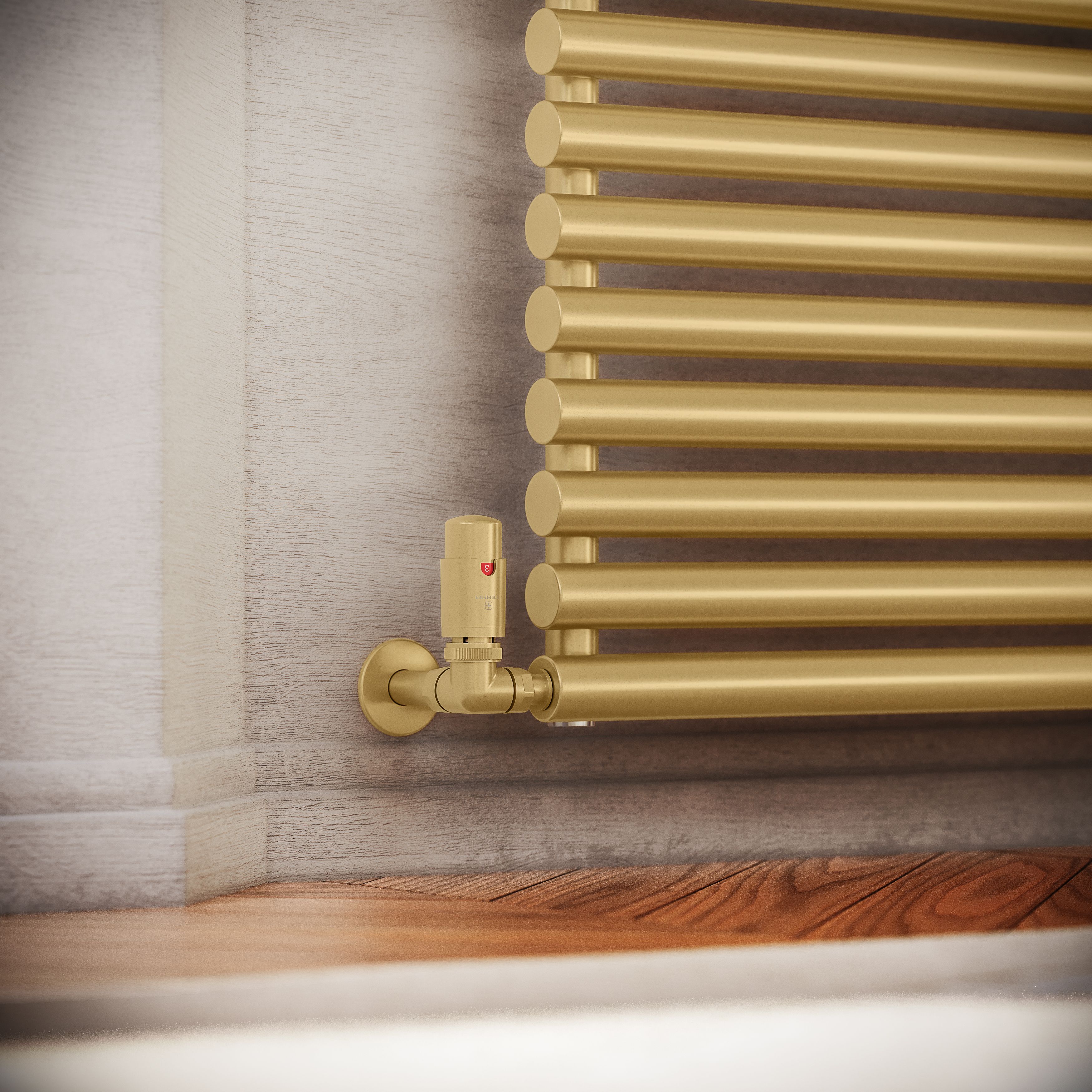 Terma Vision Brass Right sided Corner Radiator valve & lockshield (Dia ...