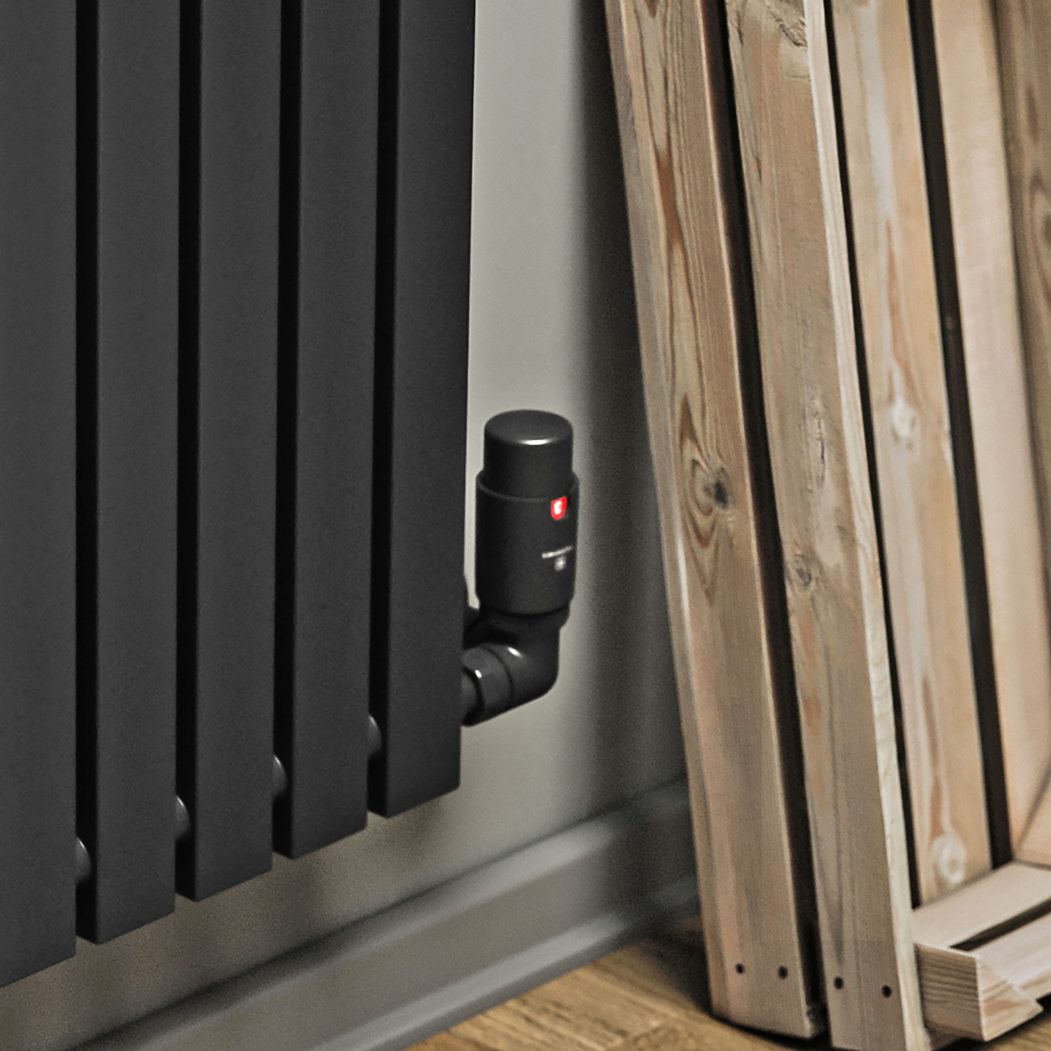 Terma Vision Heban black Left sided Corner Radiator valve & lockshield ...