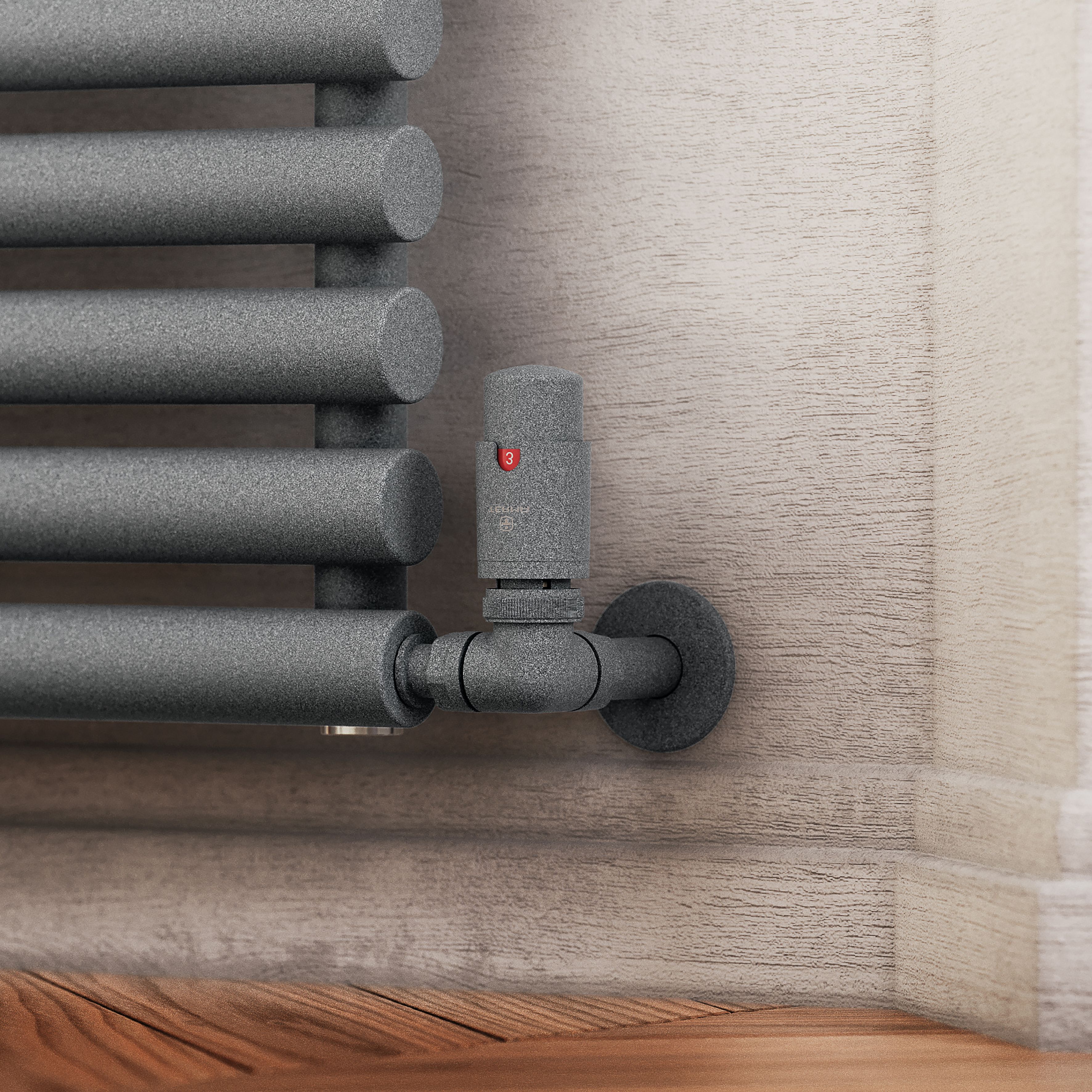 Terma Vision Salt n pepper Left sided Corner Radiator valve ...