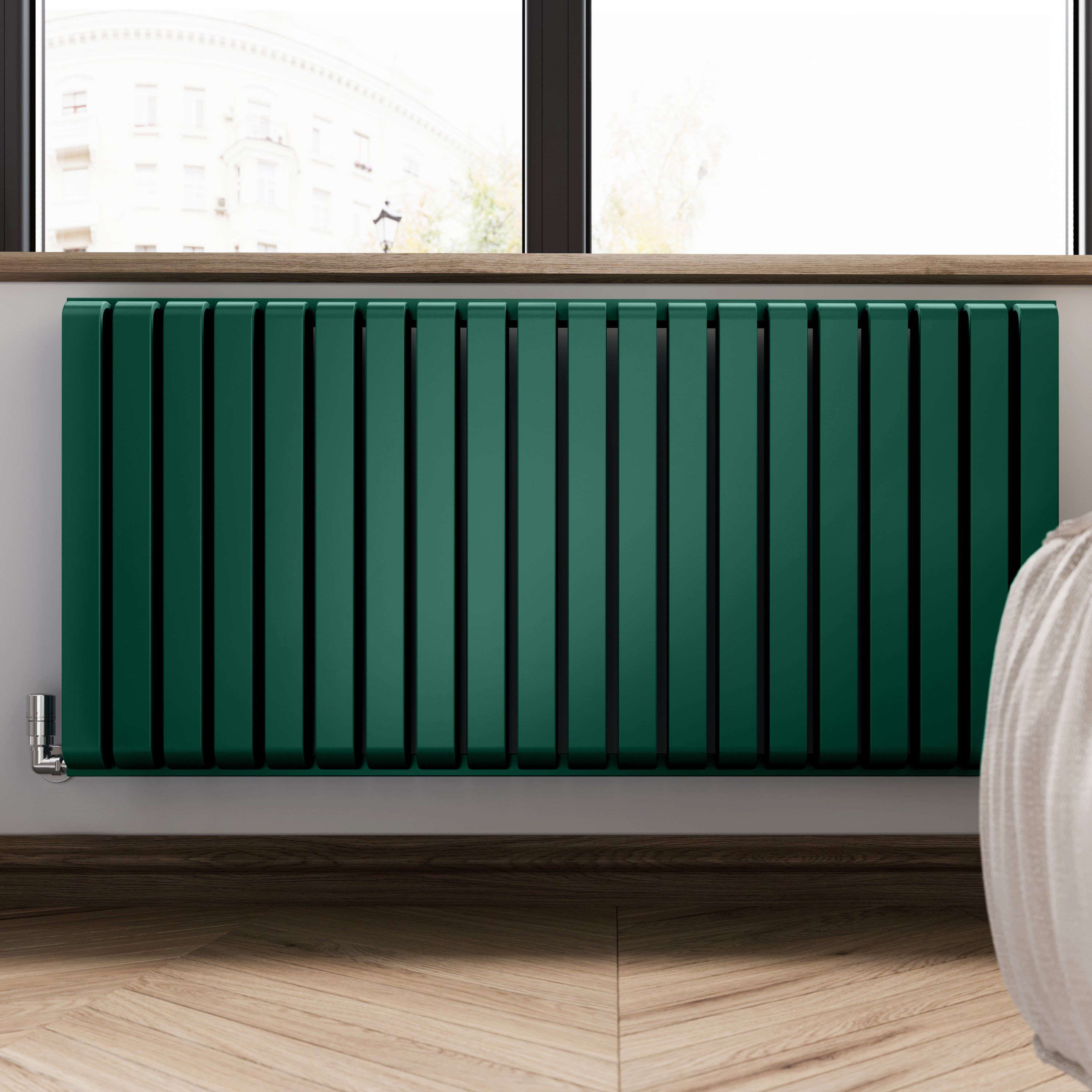 Terma Warp Room Green Hydronic Horizontal Designer 4931BTU Radiator, (W)1305mm x (H)630mm