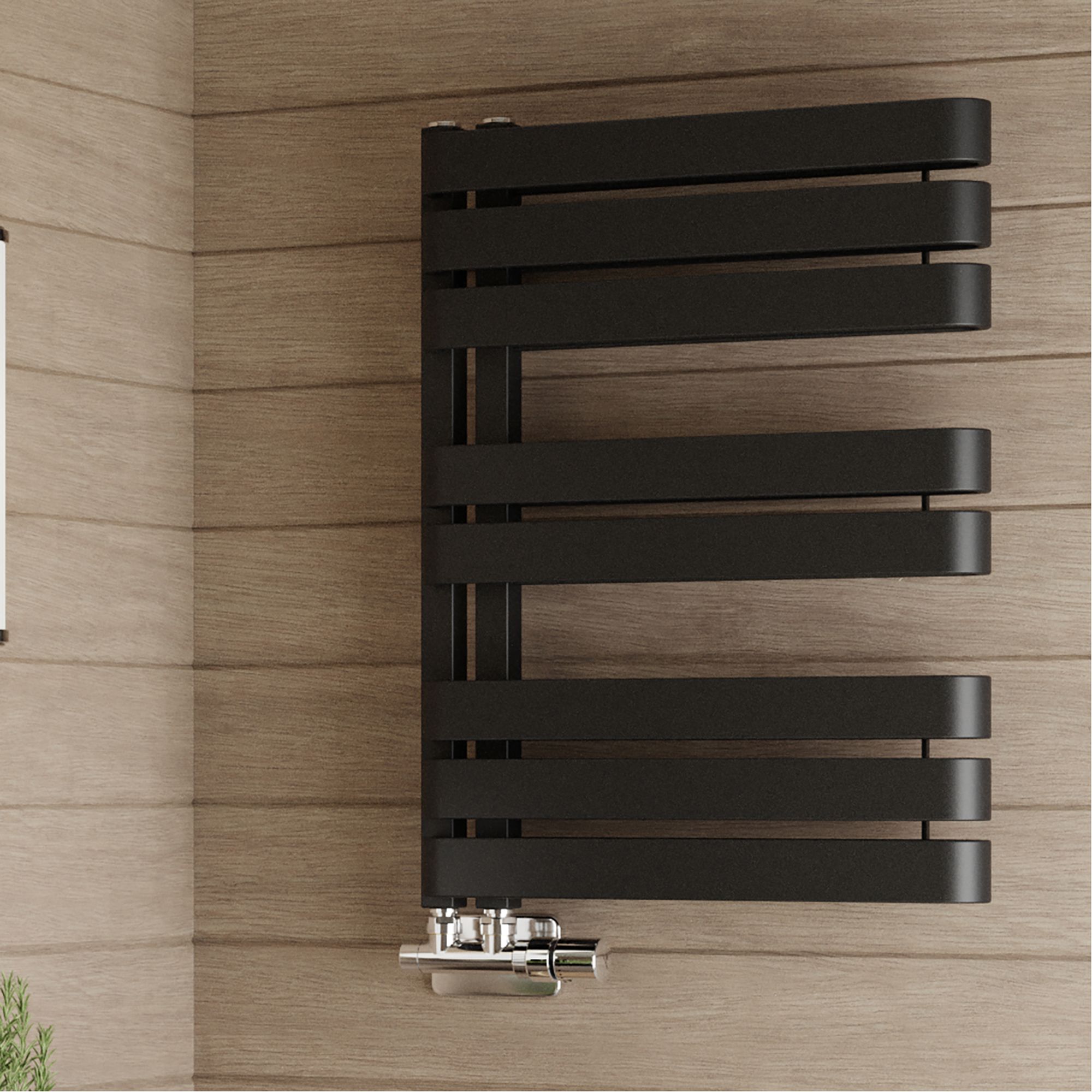Terma Warp S Black Electric & gas Flat Towel warmer (W)500mm x (H)655mm
